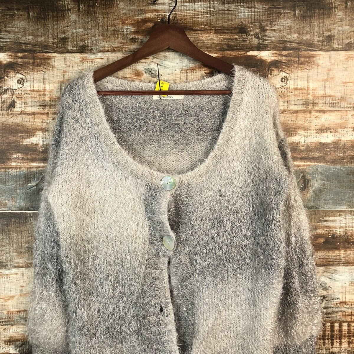 Vintage DL Ciqueto Ikka Gray shaggy fur Cardigan Knitwear #C531 Size L / US 10 / IT 46 - 2 Thumbnail