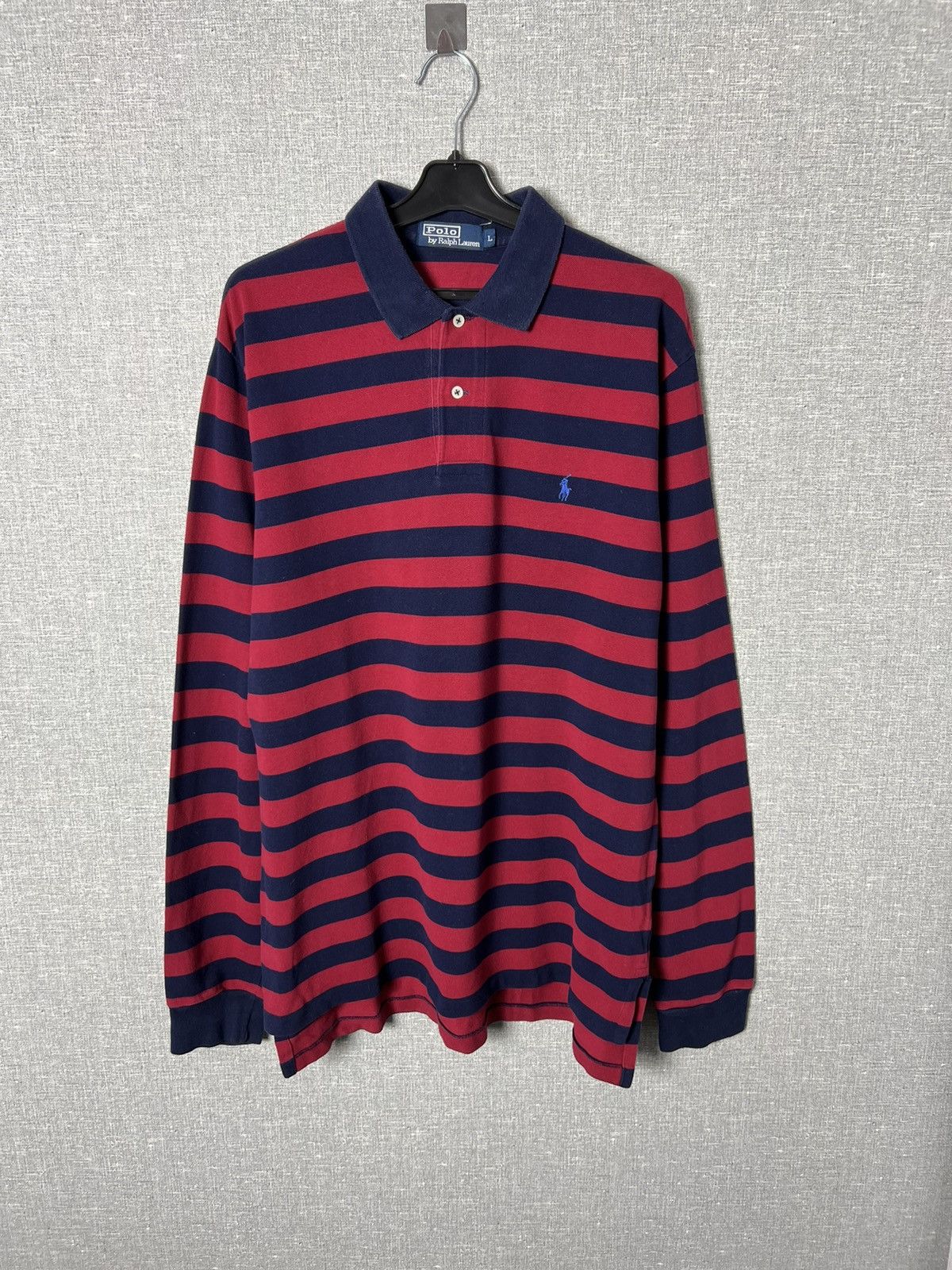 Polo Ralph Lauren × Vintage Vintage Polo Ralph Lauren Striped Rugby Polo Long Sleeve Size US L / EU 52-54 / 3 - 1 Thumbnail