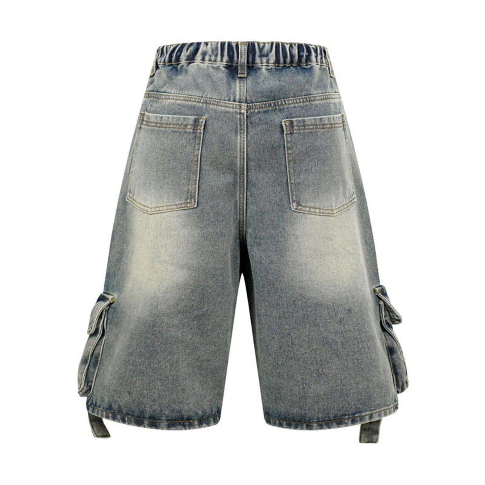 Jean Multi-Pocket Washed Cargo Denim Jorts Size US 32 / EU 48 - 4 Thumbnail