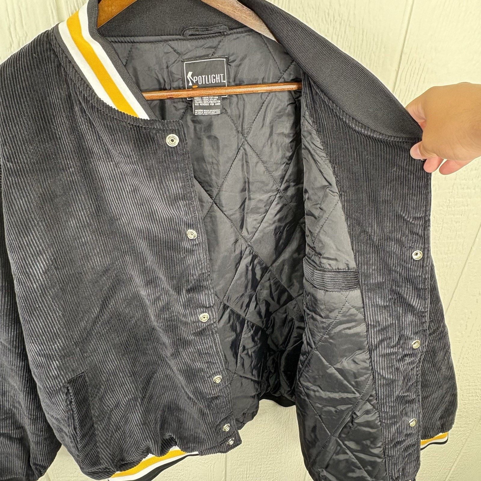 Other Y2K Black Corduroy Pittsburgh Steelers Bomber Size X-Large Size US XL / EU 56 / 4 - 11 Thumbnail