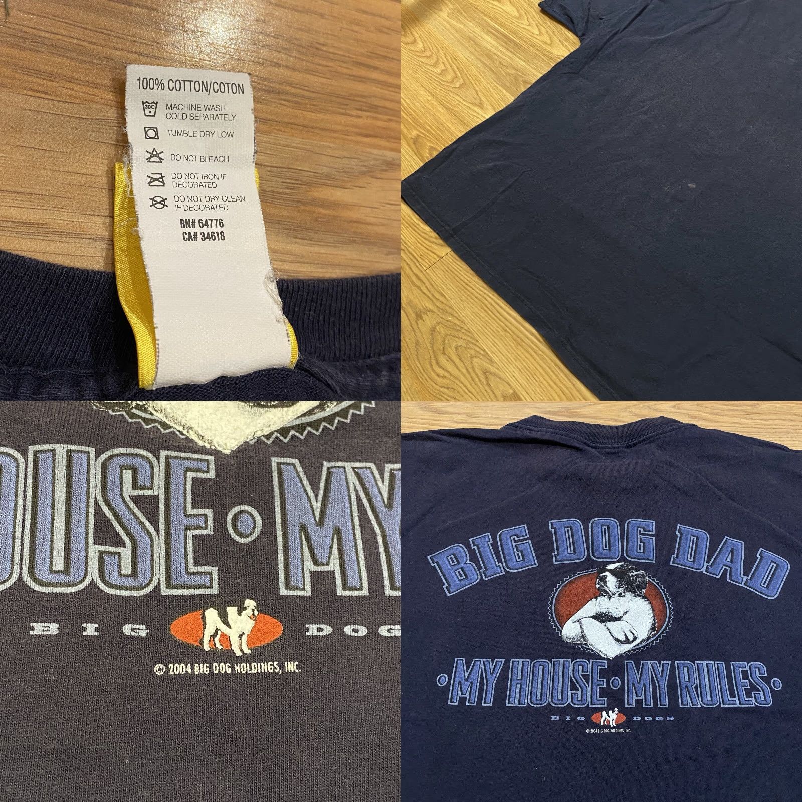 Big Dogs VINTAGE Big Dogs T-Shirt Mens 4XL Navy Blue Round Neck Short Sleeve Fish Logo 90s My House My Rules Big & Tall YuK 2004 Faded Worn Dad Size US XXL / EU 58 / 5 - 8 Thumbnail