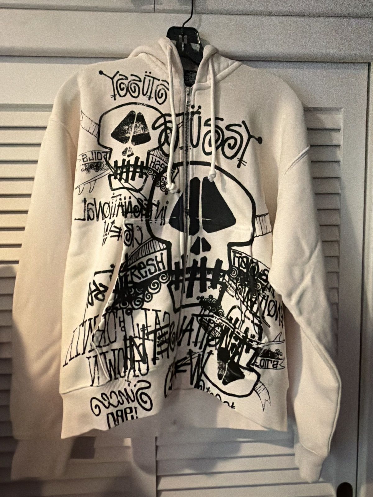 Stussy Stussy White Pigment Dyed Dice Hoodie Zip Up | Grailed