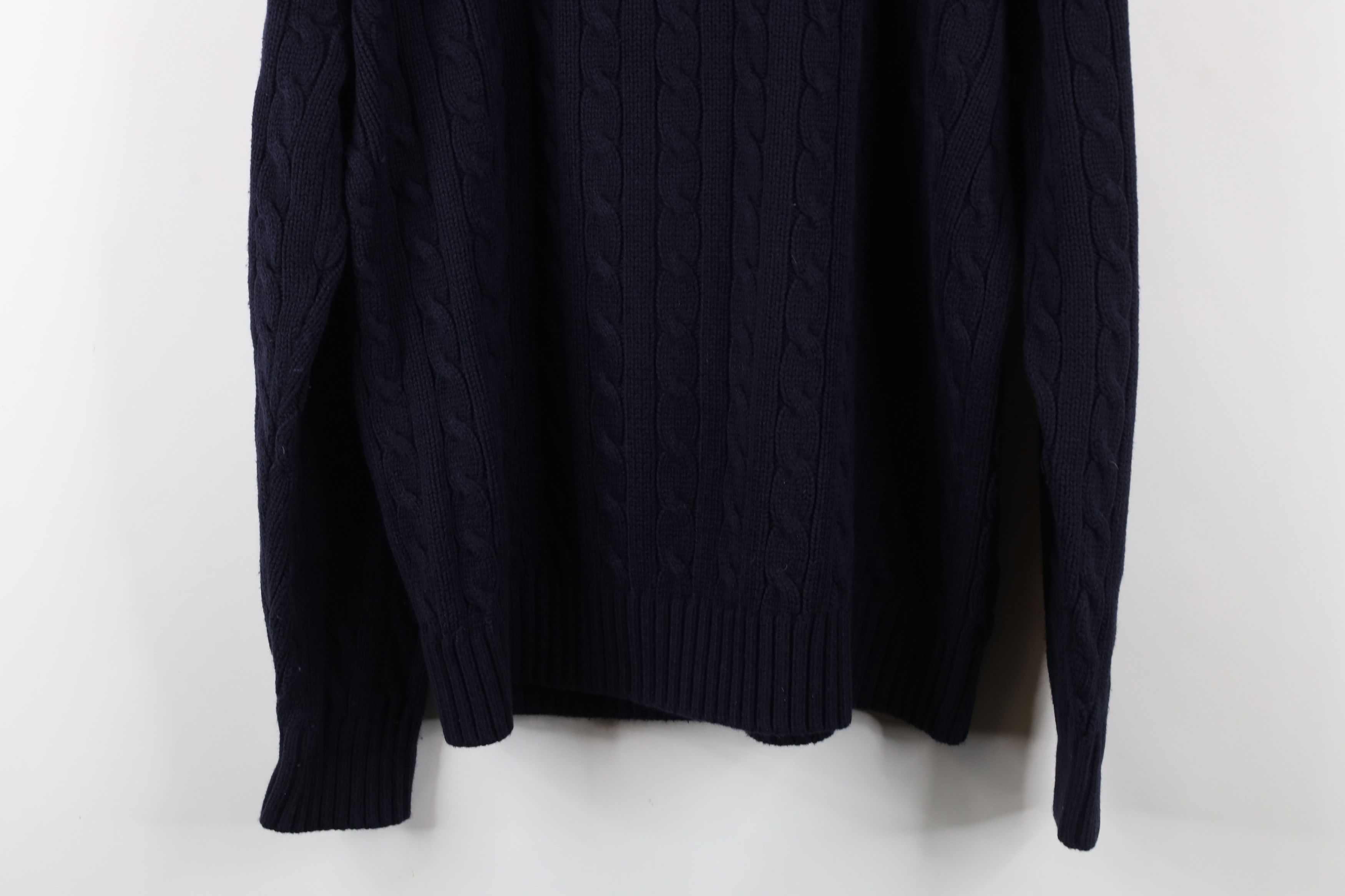 Lands' End × Vintage Vintage 90s Lands End Chunky Cable Knit Half Zip Sweater Size US L / EU 52-54 / 3 - 12 Thumbnail