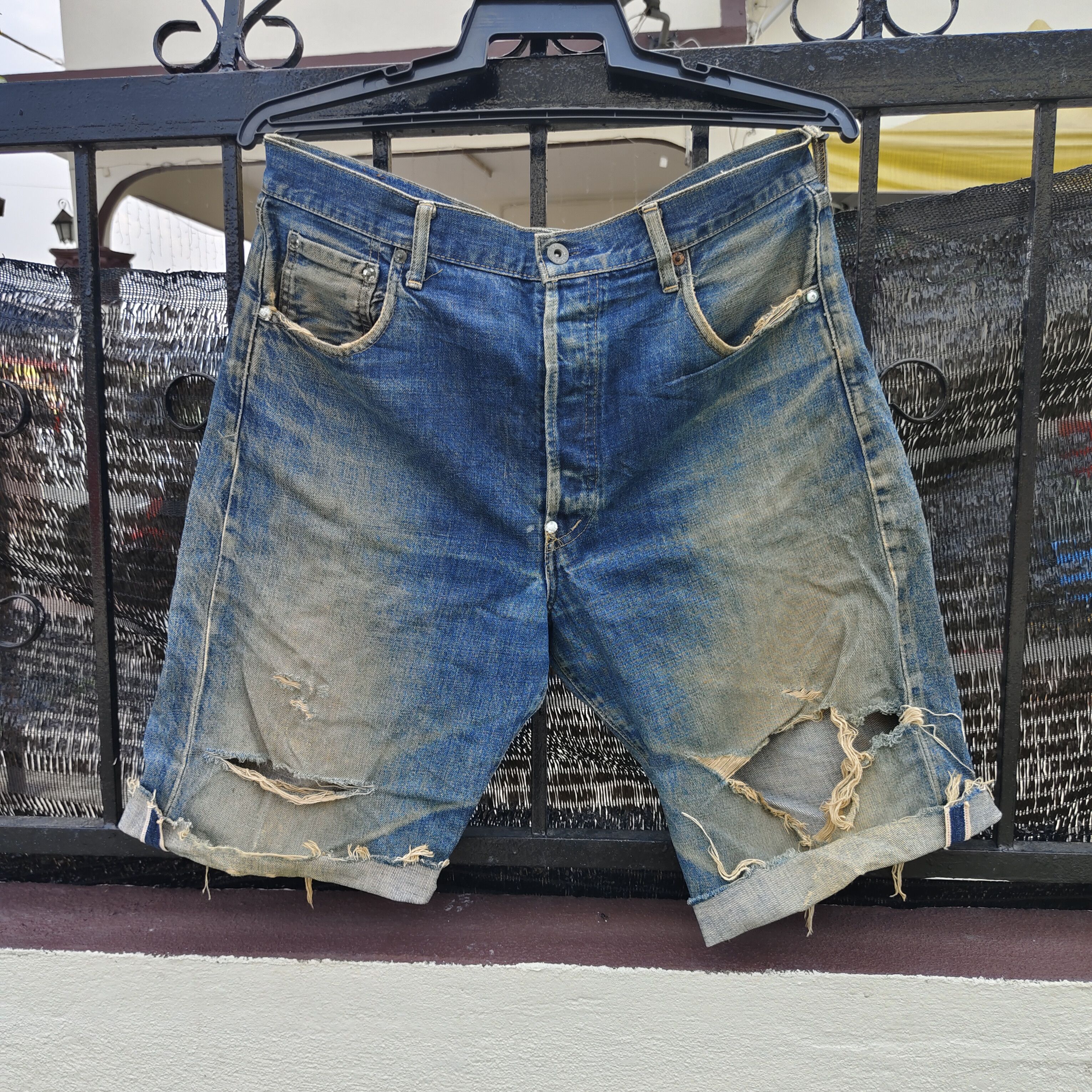 Levi's Vintage Levi's 702 Big E Short Cutoff Selvedge Jean Size US 35 - 1 Thumbnail