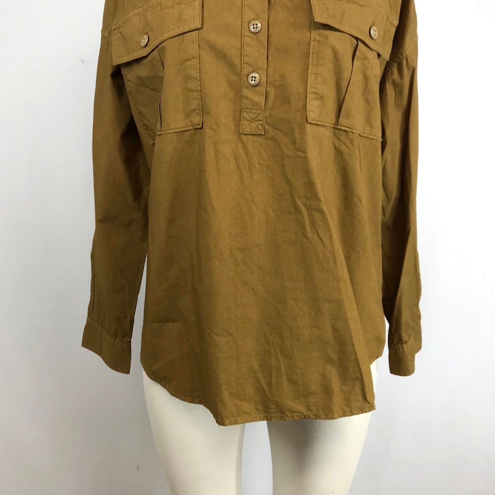 Alex Mill ALEX MILL Wash & Go Popover Shirt Womens XS Ochre Brown Cotton Blouse Size XS / US 0-2 / IT 36-38 - 3 Thumbnail