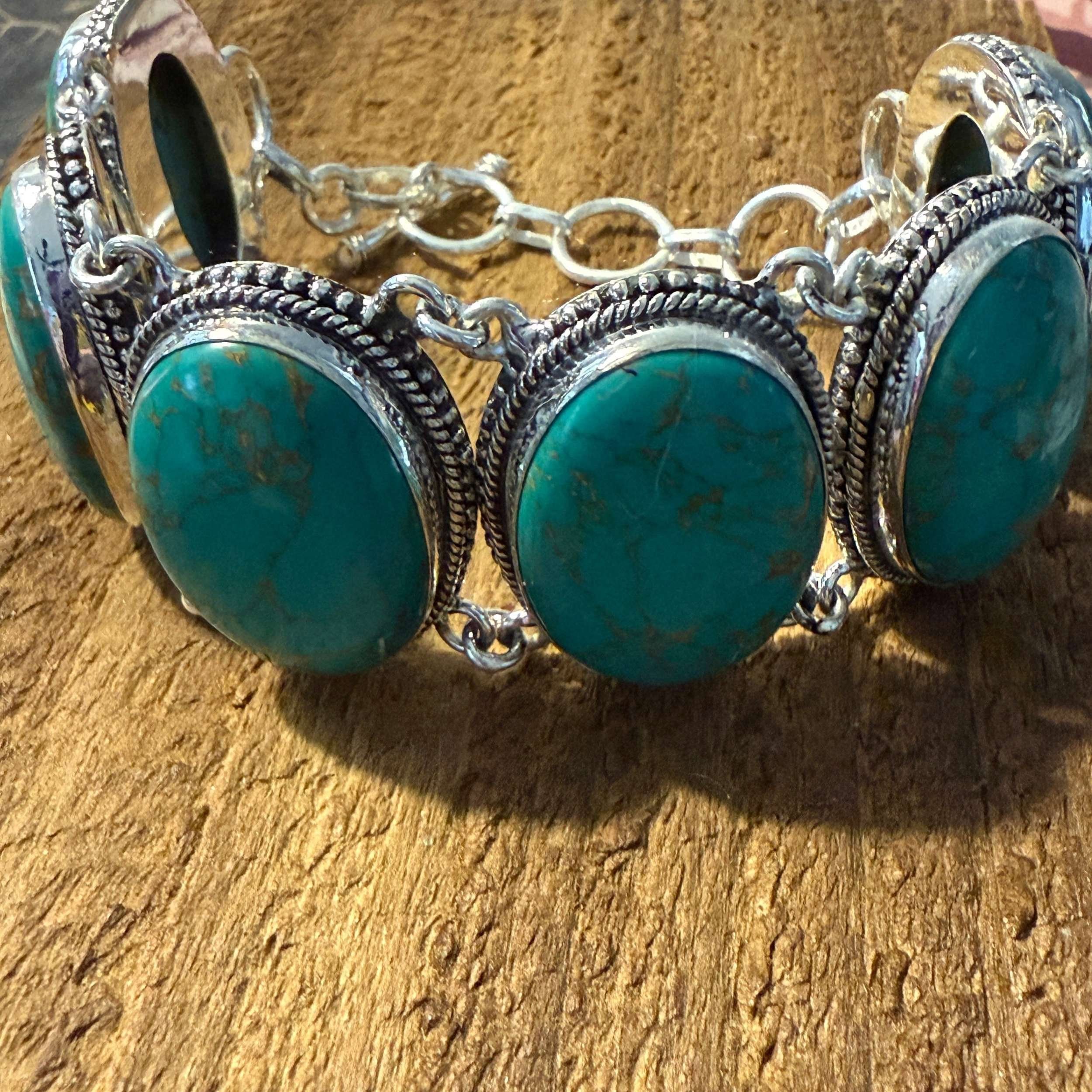 Other Copper Turquoise Sterling Silver Link Bracelet Gift Box Size ONE SIZE - 3 Thumbnail