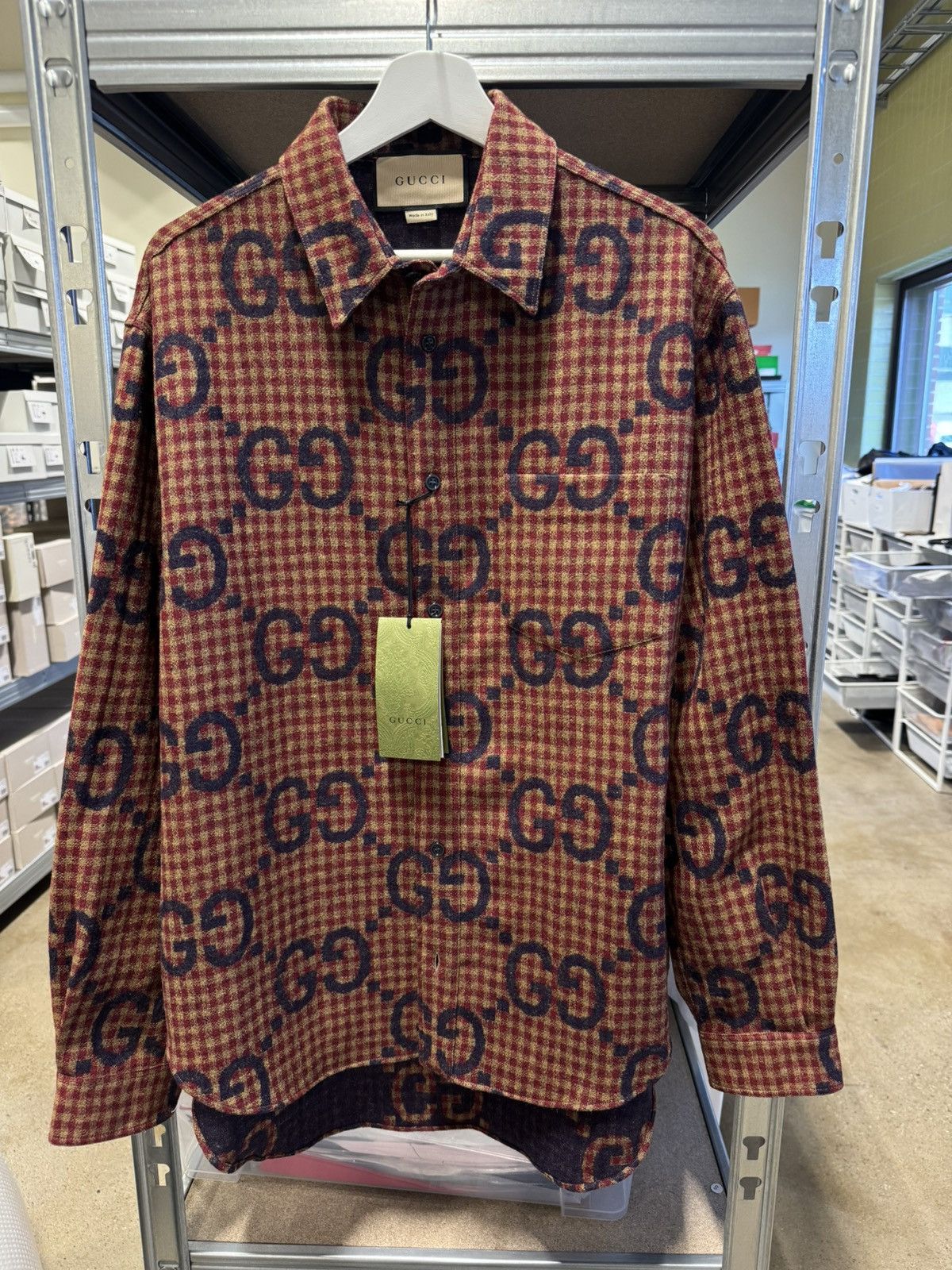 Gucci Gucci GG Jumbo Check Wool Shirt NEW 1500$ Size US M / EU 48-50 / 2 - 1 Thumbnail