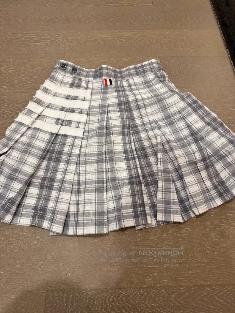 Thom Browne Thom Browne Gray and White Plaid Pleated Skirt Size 24" / US 00 / IT 34 - 3 Thumbnail