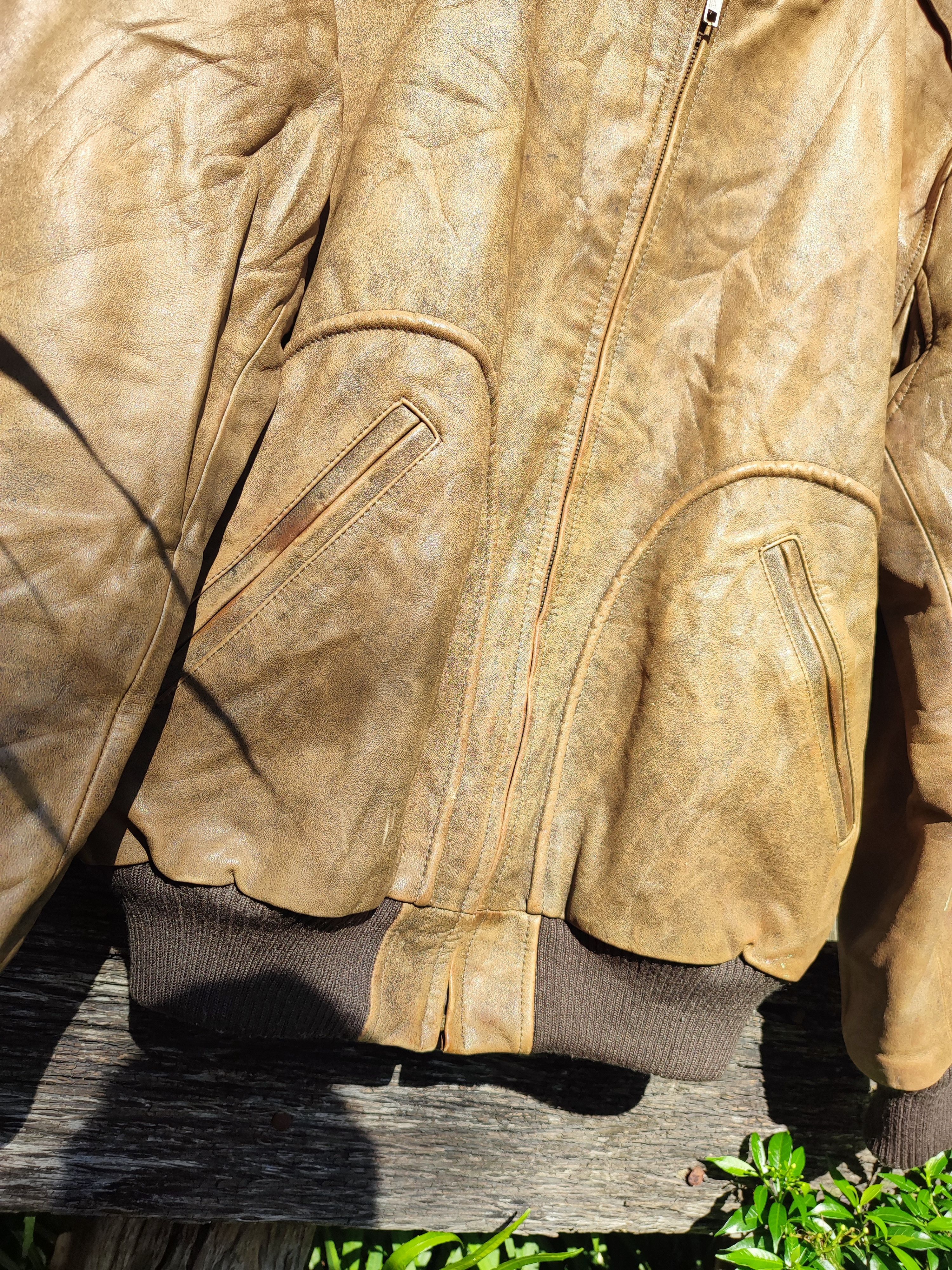 Leather × Vintage Vintage Leather Bomber Jacket Classic Aviator Style Size US L / EU 52-54 / 3 - 3 Thumbnail