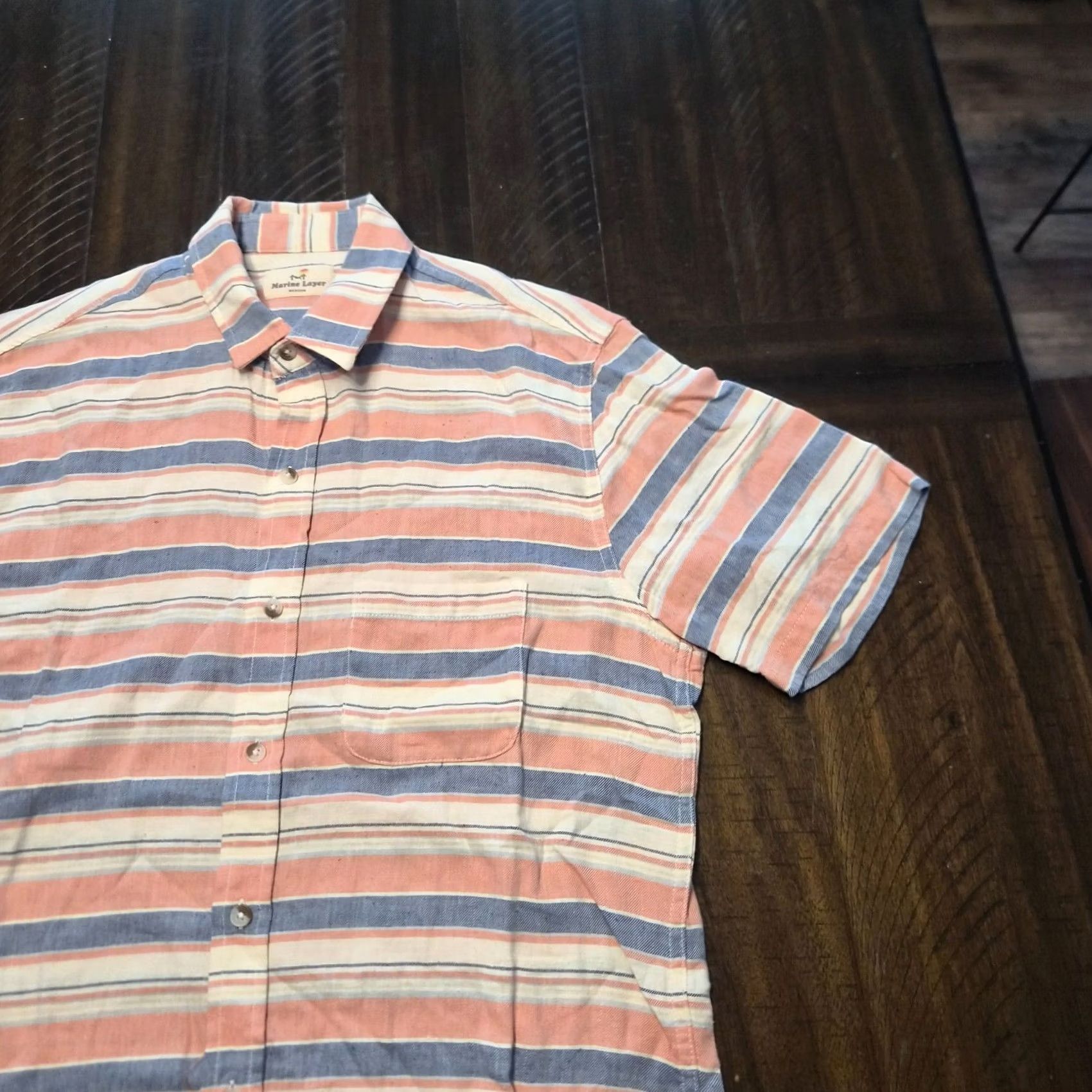 Marine Layer Marine Layer Shirt Mens Medium Pink Blue Short Sleeve Button Front Casual G256 Size US M / EU 48-50 / 2 - 2 Thumbnail