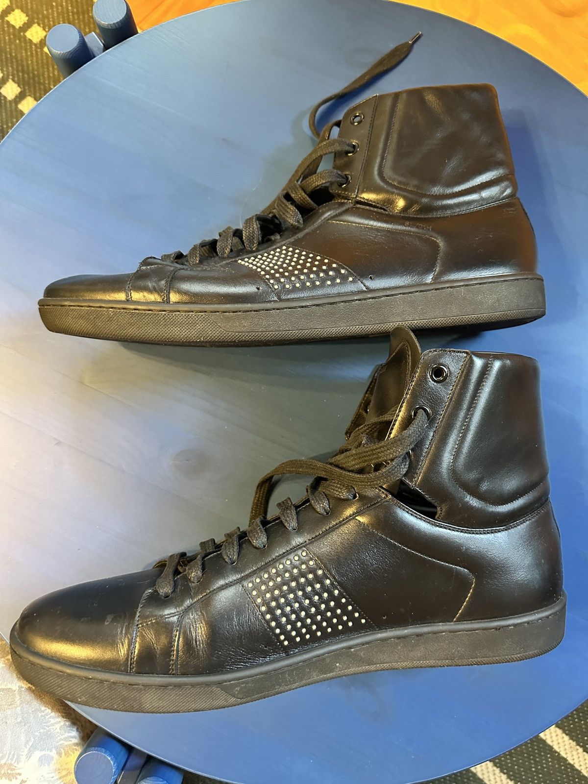 Hedi Slimane × Saint Laurent Paris Saint Laurent Paris SL/100H Black Sneakers with Studs Rare Size US 14 / EU 47 - 7 Thumbnail