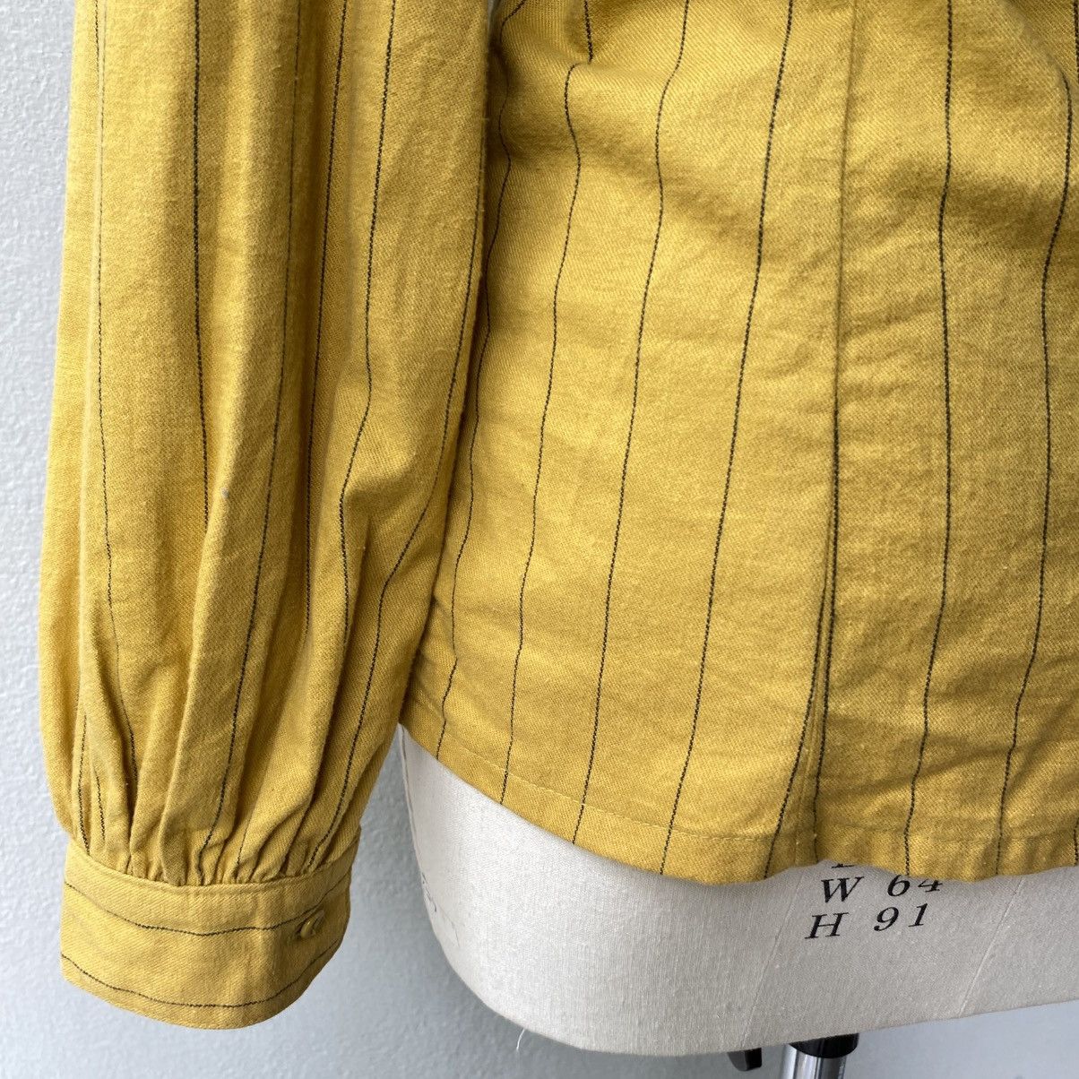 Norma Kamali Norma Kamali Yellow Stripe Soft Button Blouse Size M / US 6-8 / IT 42-44 - 5 Thumbnail
