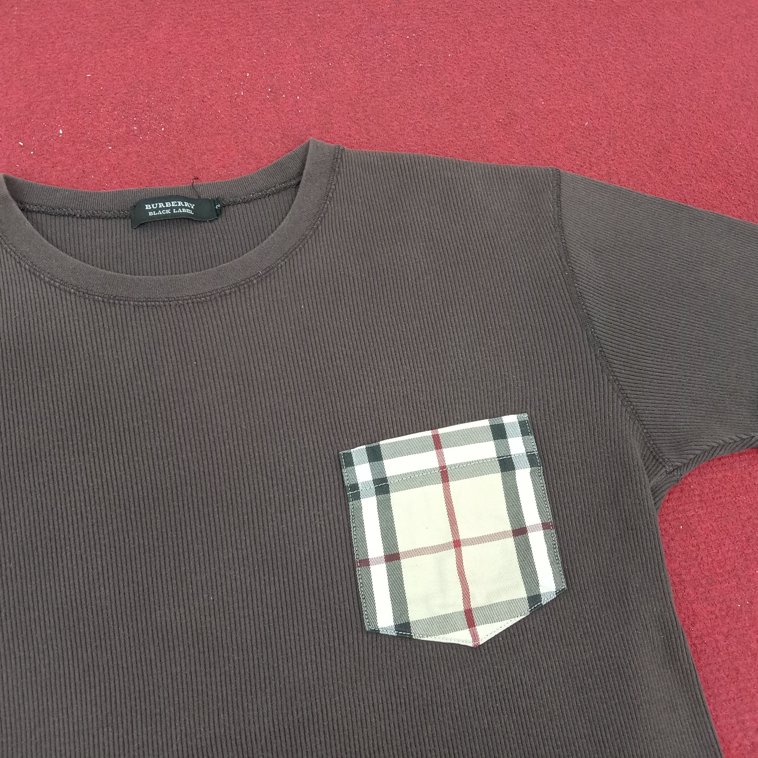 Burberry × Vintage Burberry Black Label Nova Check Pocket Design Tshirt Size M / US 6-8 / IT 42-44 - 2 Thumbnail
