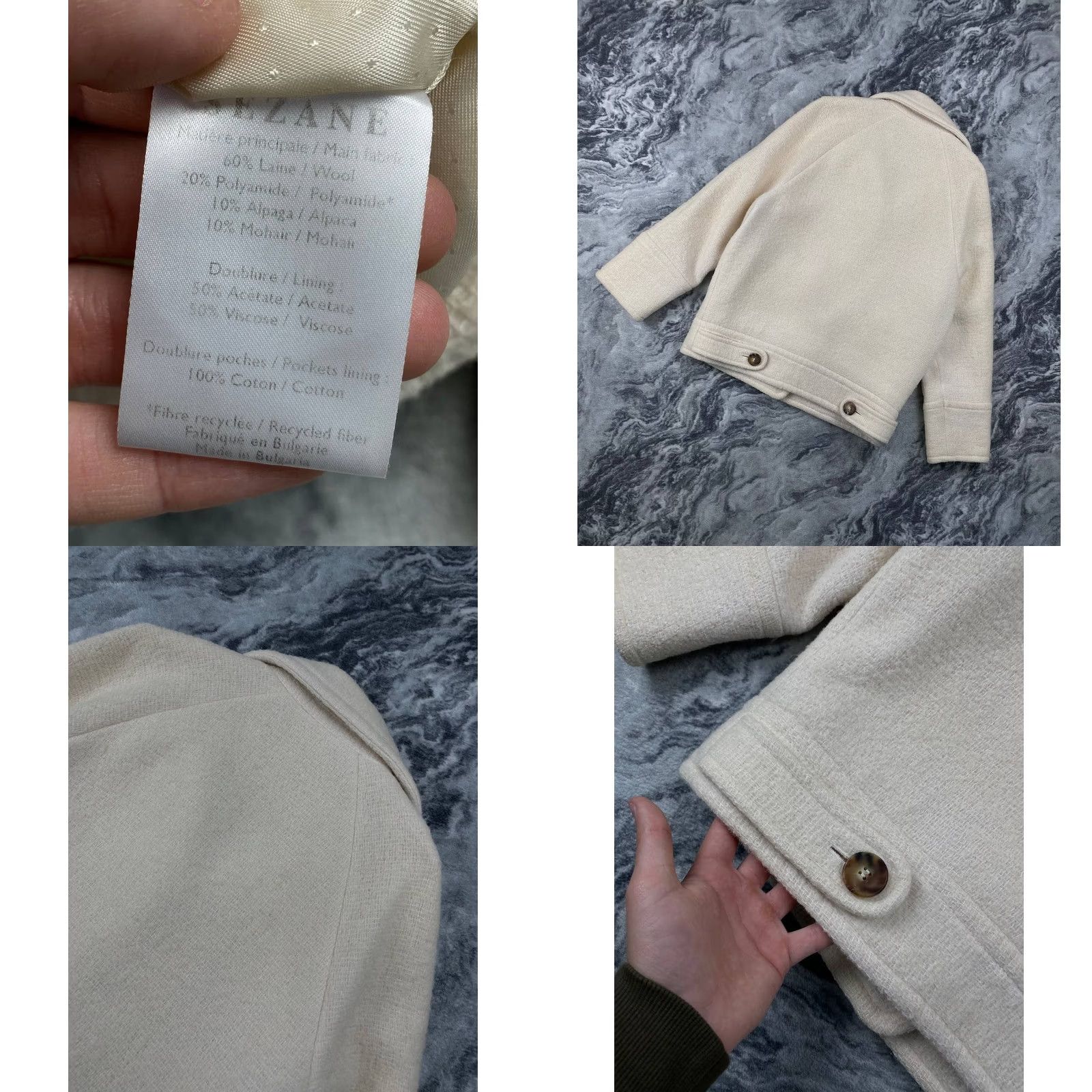 Vintage Sézane Coat Women Size 34 White Wool Size XXS / US 00 / IT 34 - 8 Thumbnail