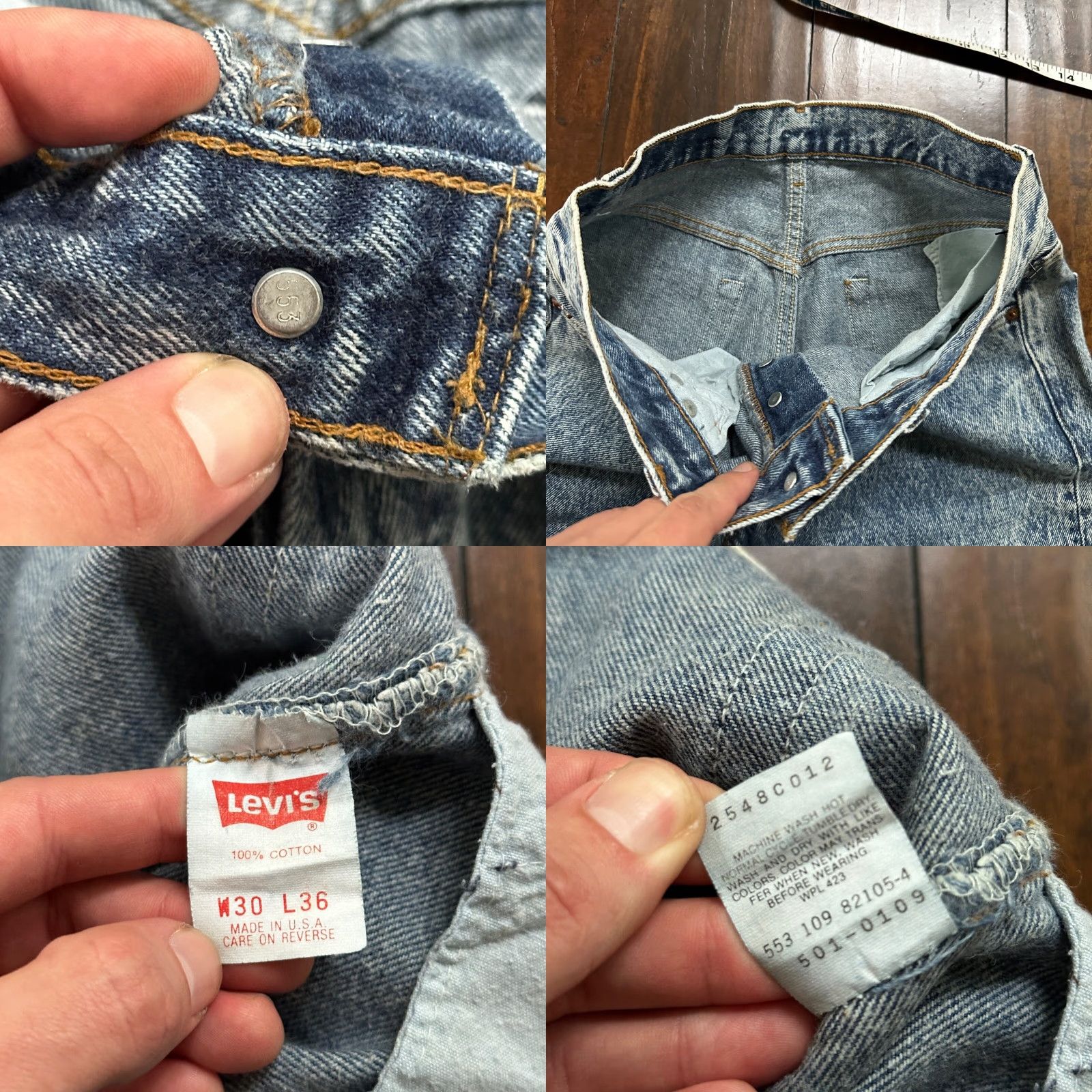 Levi's VTG Levi's 501 Jeans Button Fly 30x36 USA Tag 90s Straight Blue Denim Mens Jeans Size US 30 / EU 46 - 8 Thumbnail
