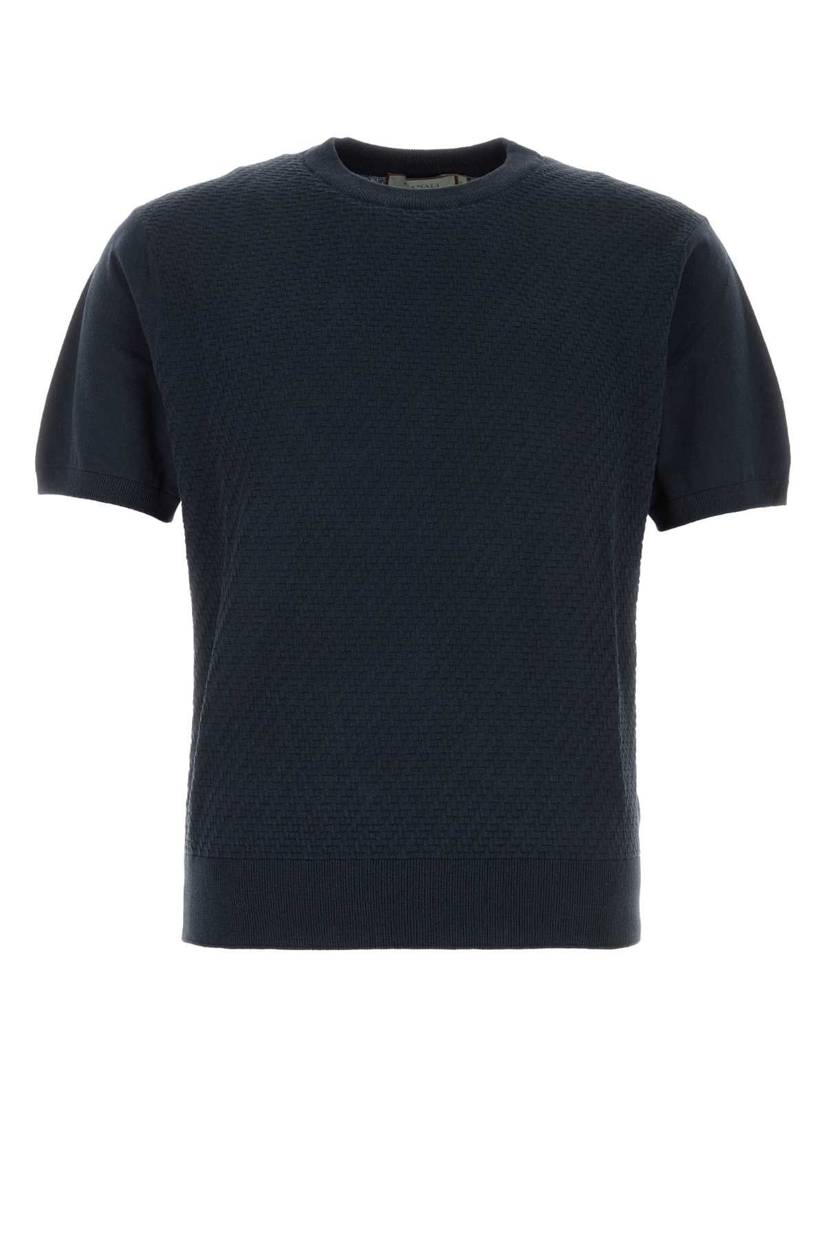 Canali Dark Blue Cotton Blend Sweater Size US L / EU 52-54 / 3 - 1 Thumbnail