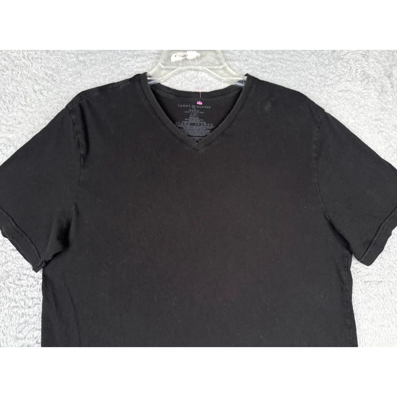 Tommy Hilfiger Tommy Hilfiger Shirt Adult Large Black V-Neck Short Sleeve 100% Cotton Logo Embroidered Mens T-Shirt Size US L / EU 52-54 / 3 - 5 Thumbnail