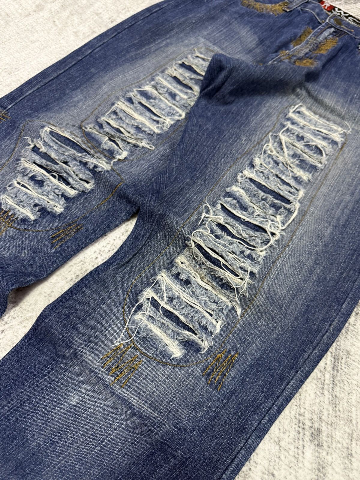 Hysteric Glamour × Japanese Brand Wild Chanel Destroyed Repaired Heavy Stitched Jeans Size US 30 / EU 46 - 5 Thumbnail