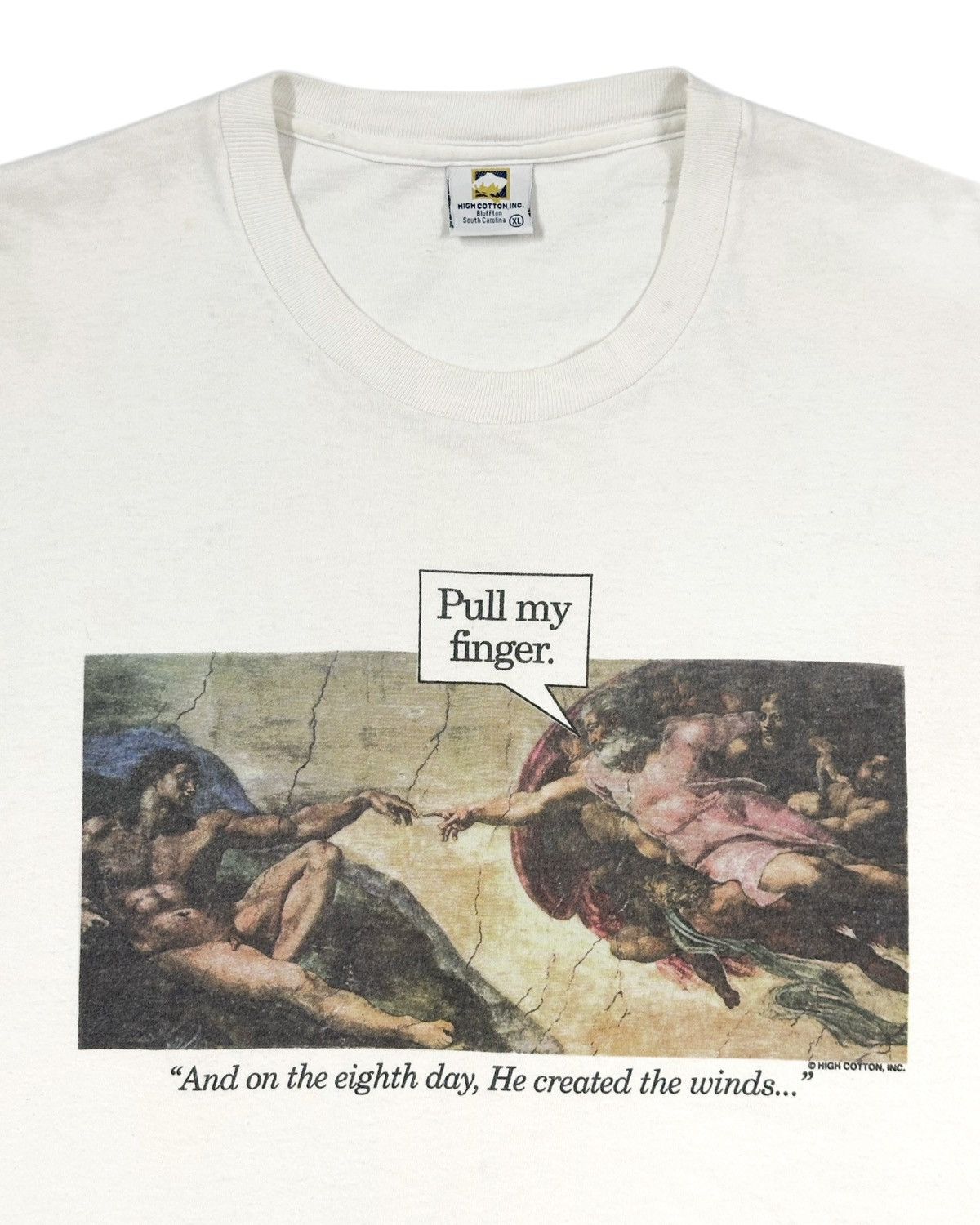 Vintage 90s Michelangelo The Creation of Adam "Pull my finger" Tee Size US XL / EU 56 / 4 - 2 Thumbnail