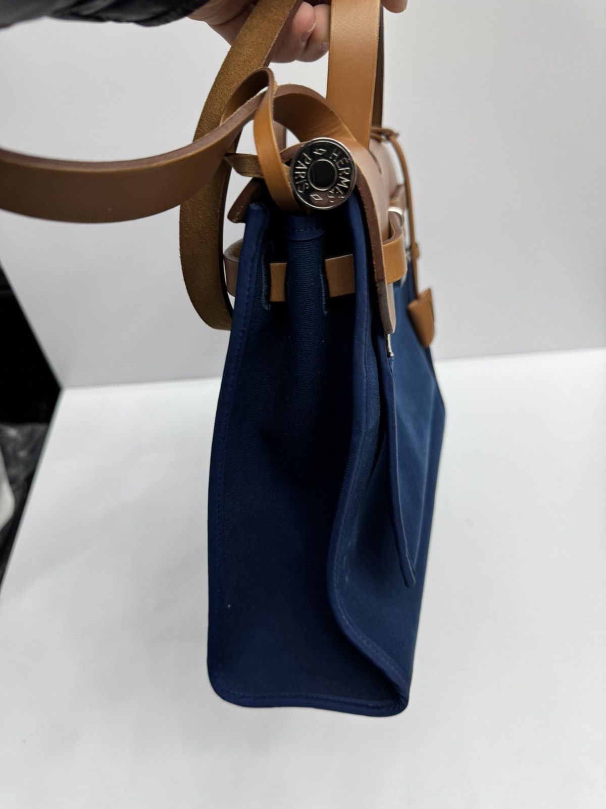 Hermes Military Toile Vache Hunter Herbag Zip 31 PM Bleu Fauve Size ONE SIZE - 5 Thumbnail