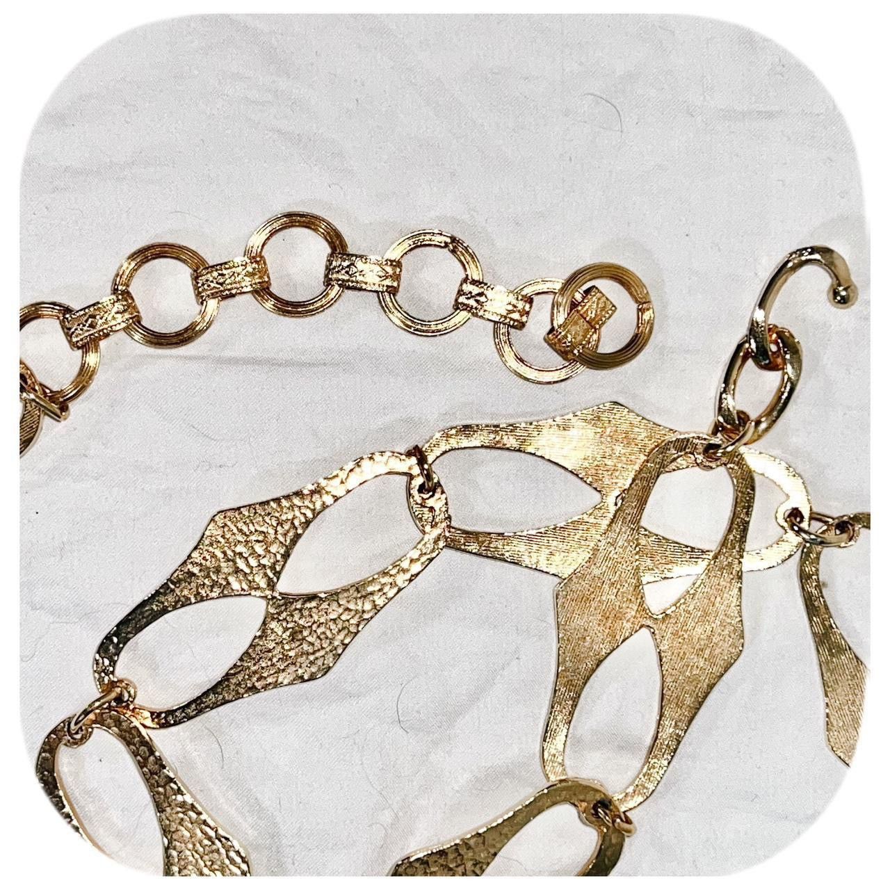 Vintage Golden Spiked Metal Chain Belt Naval Traditional Flash 40” Size 40 - 3 Thumbnail