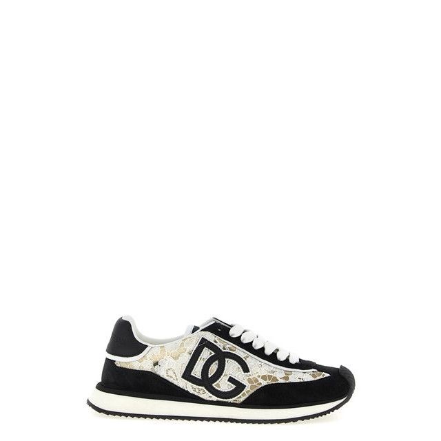 DOLCE&GABBANA DG Cushion White/Black Mixed-Material Sneakers