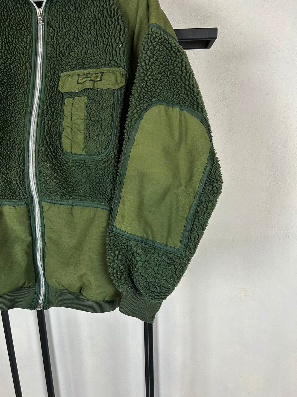 Japanese Brand Sherpa Fleece Jacket Military Style Panelled Green Zip Size US XL / EU 56 / 4 - 3 Thumbnail