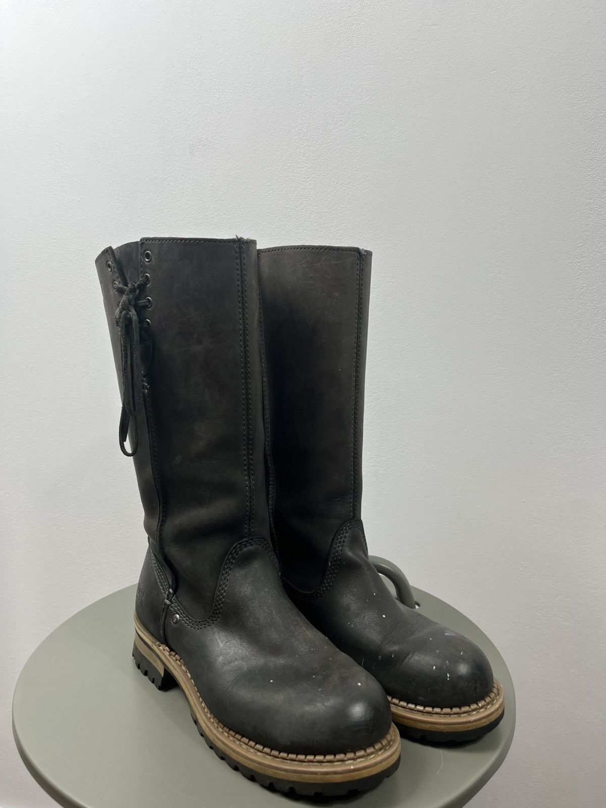 Caterpillar CAT black leather engineer boots rugged work style size 37 Size US 6 / IT 36 - 2 Thumbnail