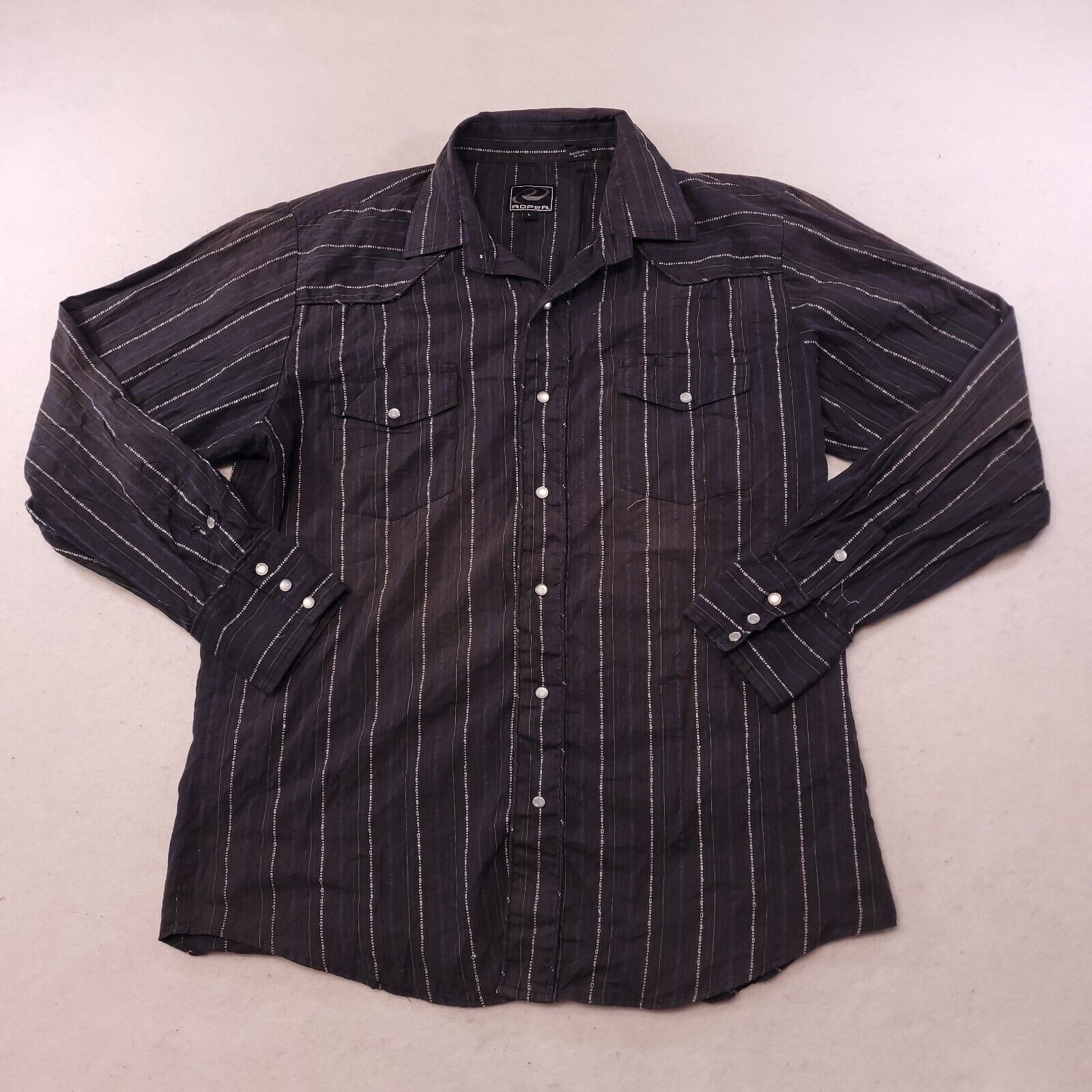 Roper Roper Casual Button Up Shirt Mens Size Large L Black Striped Size US L / EU 52-54 / 3 - 2 Thumbnail