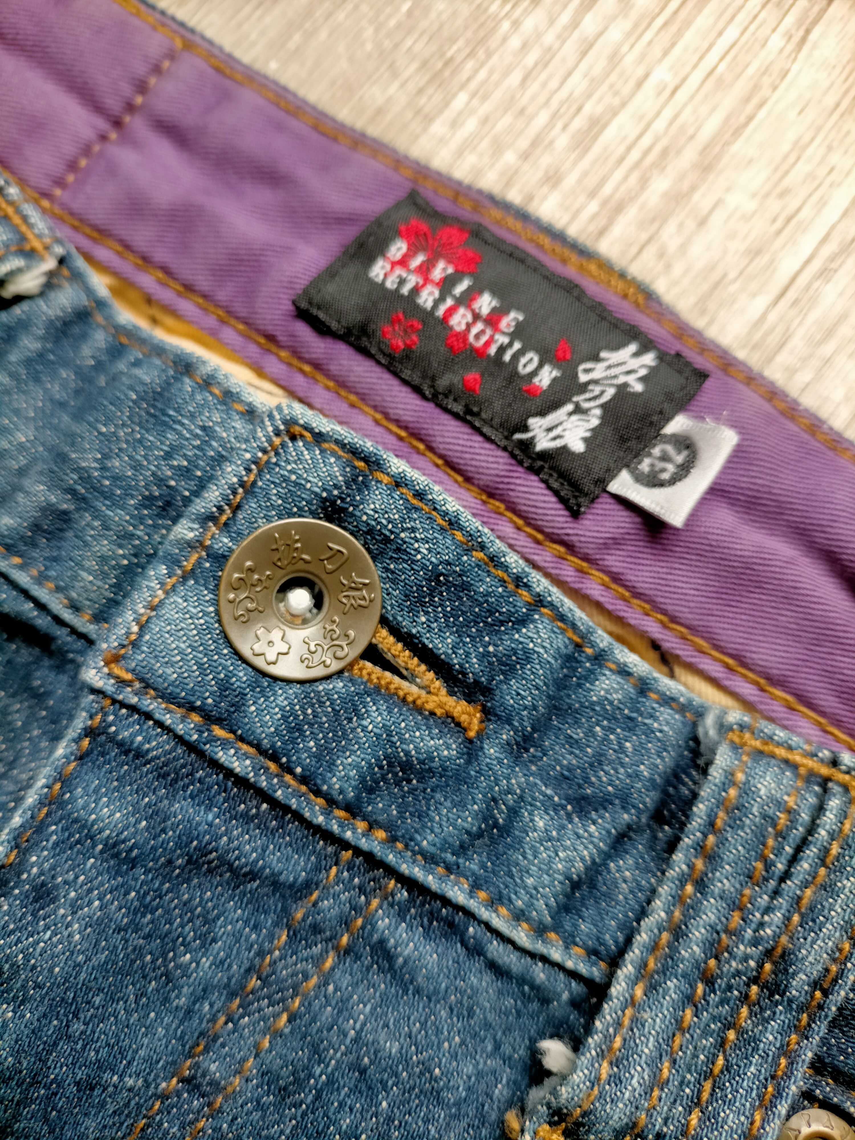 Karakuri Tamashii 🔥Rare🔥Divine Retribution Embroidered Blue Jeans Size US 32 / EU 48 - 25 Thumbnail