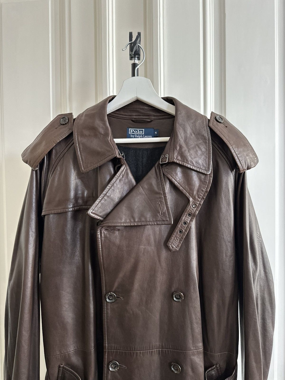 Polo Ralph Lauren Polo Ralph Lauren Vintage Rare 90s Army Leather Trench Coat Size US M / EU 48-50 / 2 - 2 Thumbnail