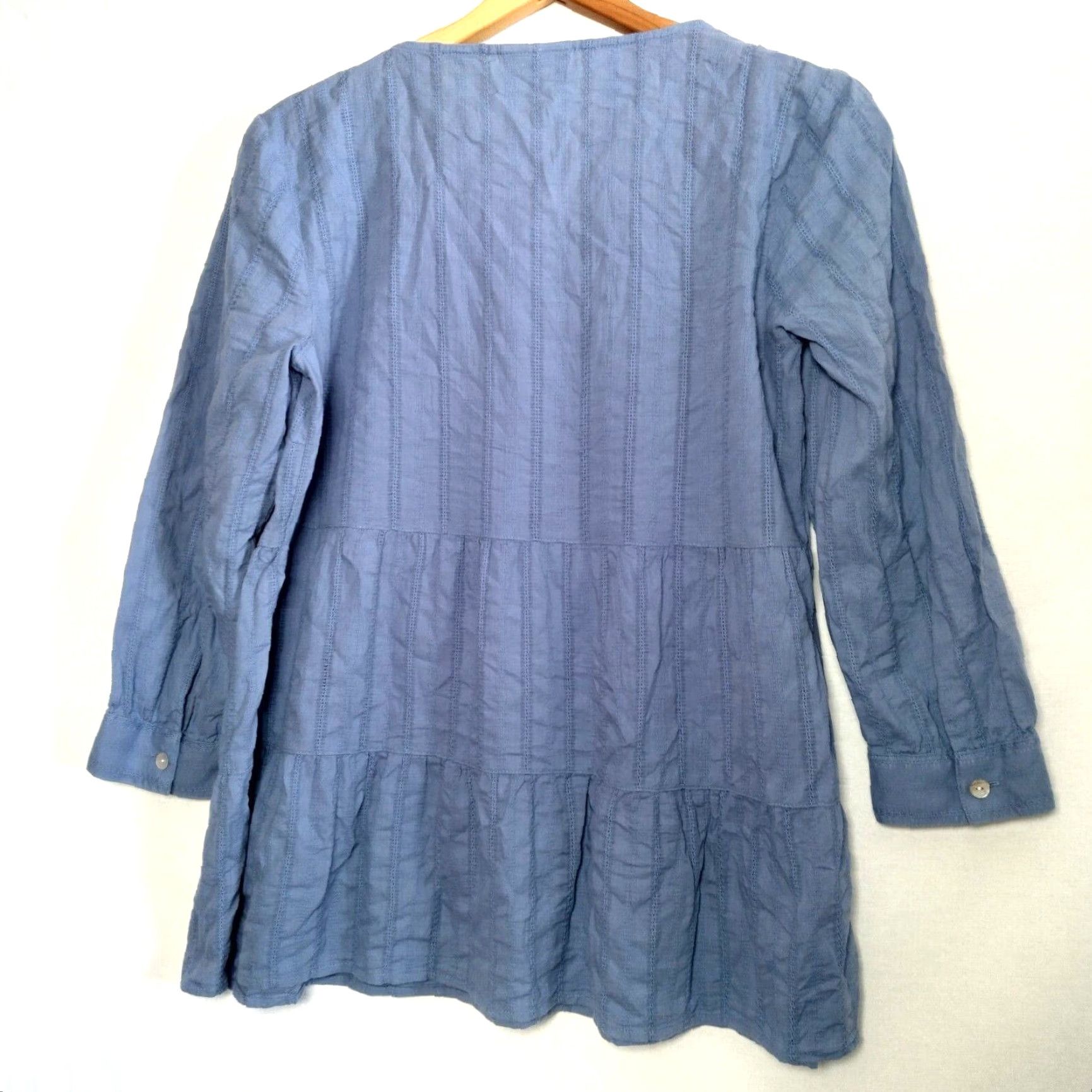 J. Jill J. Jill Blouse Women XS Blue Lightweight Woven Cotton Tiered Long Sleeve Pullover Regular Fit Shirt/Blouse Size XS / US 0-2 / IT 36-38 - 2 Thumbnail