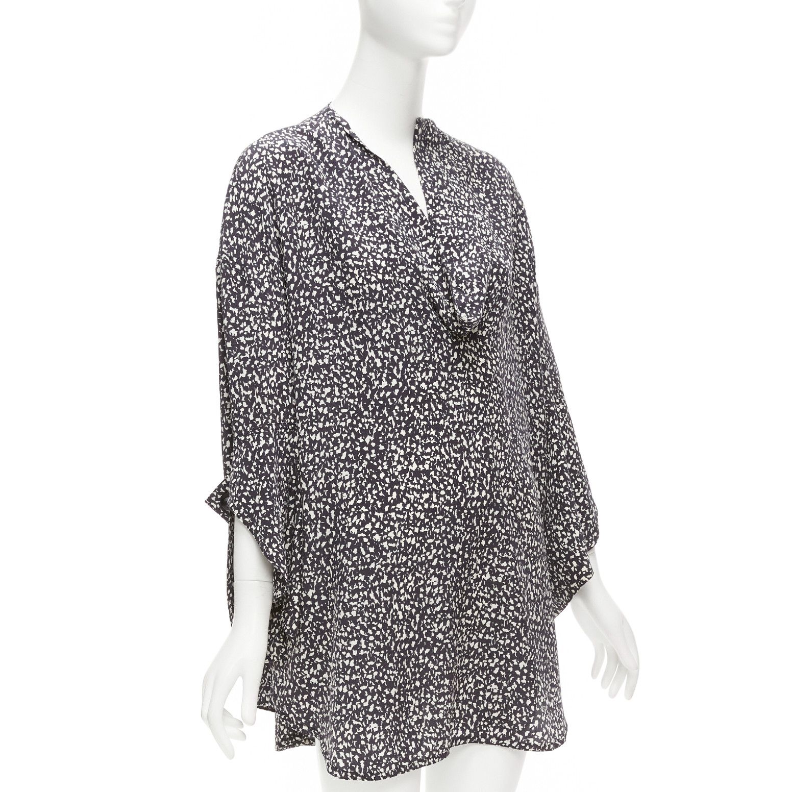 Marni MARNI 100% silk black white speckle print asymmetric neck shirt dress IT40 S Size S / US 4 / IT 40 - 1 Thumbnail