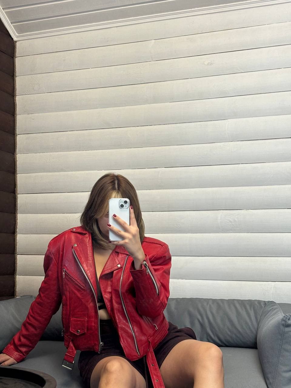 Vera Pelle × Vintage Vintage Y2K Red Leather Vera Pelle Italy Motorcycle Jacket Size M / US 6-8 / IT 42-44 - 1 Thumbnail