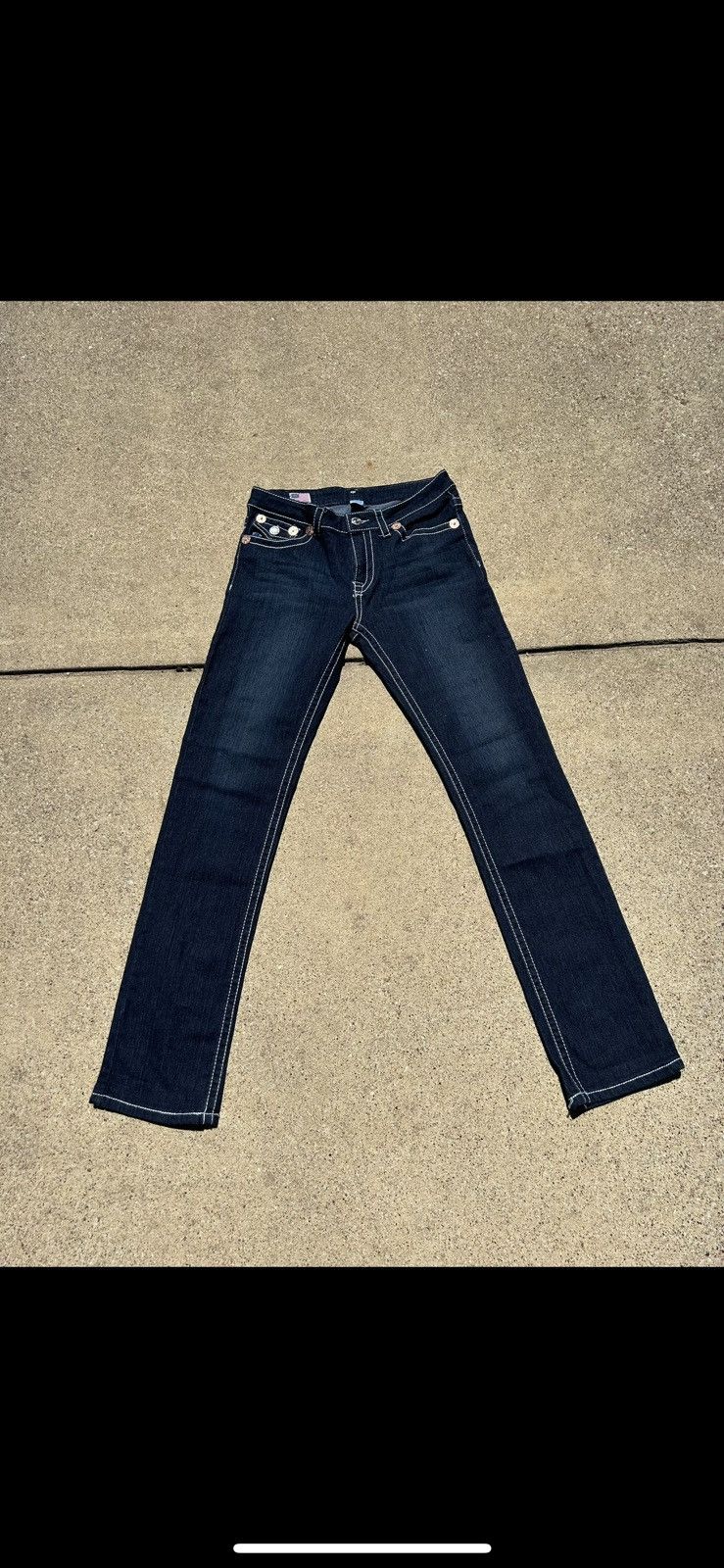 True Religion × Vintage True Religion White Stitch Jeans Size 29" - 1 Thumbnail
