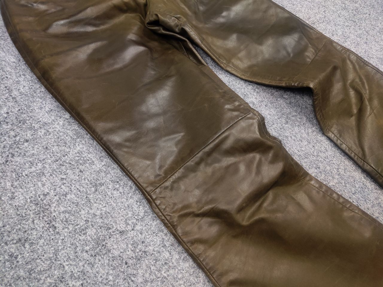 If Six Was Nine Leonardo Vintage Dark Green Faded Leather Flared Pants Y2K Size 36" / US 14 / IT 50 - 8 Thumbnail