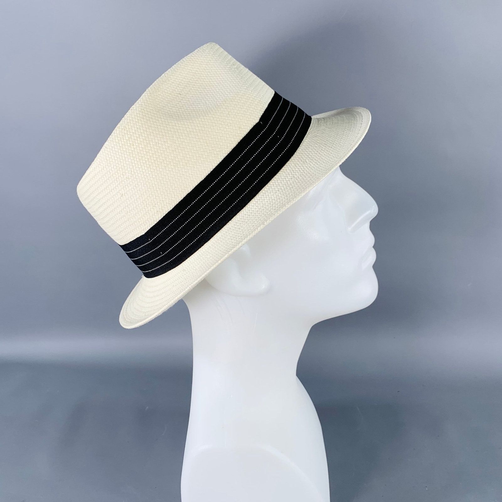 Goorin Bros. GOORIN BROTHERS Size S Cream Black Woven Straw Fedora Hat Size ONE SIZE - 3 Thumbnail