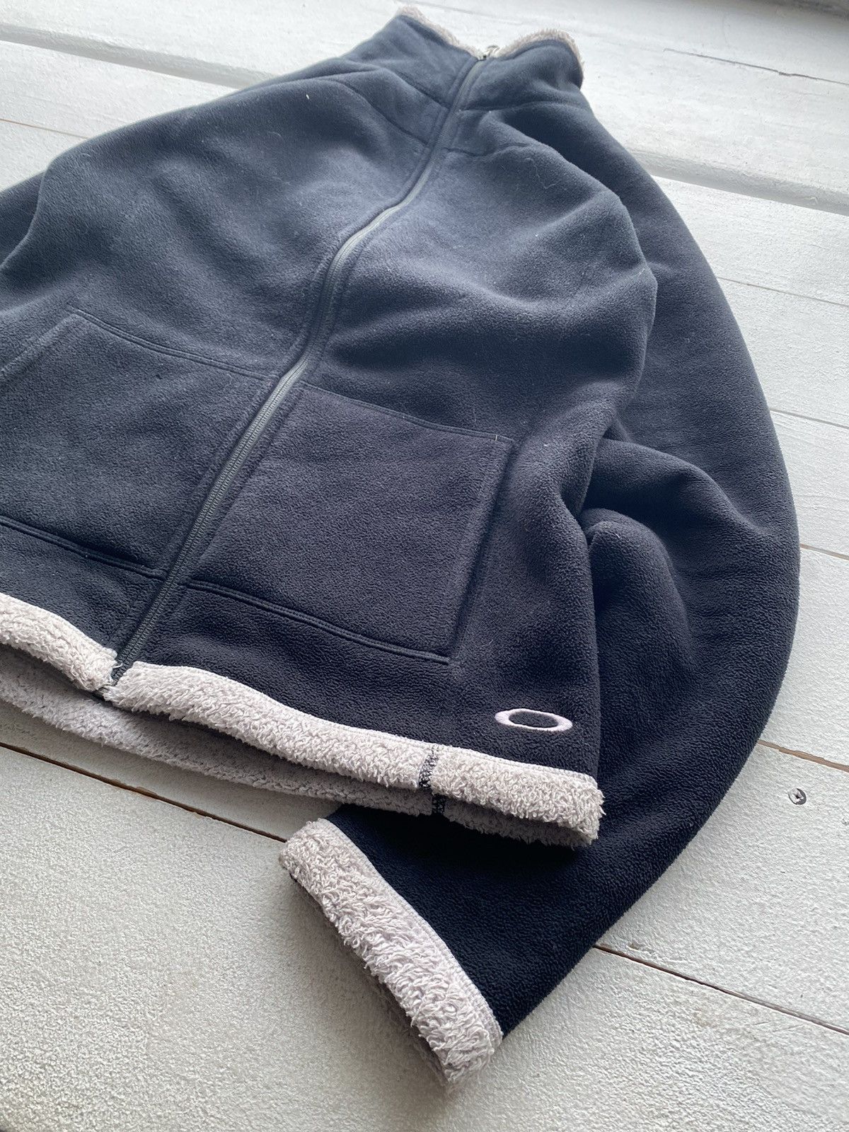 Oakley × Vintage 🔥90s Oakley Fleece Zip Sweatshirt Black Womens Medium Logo Size M / US 6-8 / IT 42-44 - 2 Thumbnail
