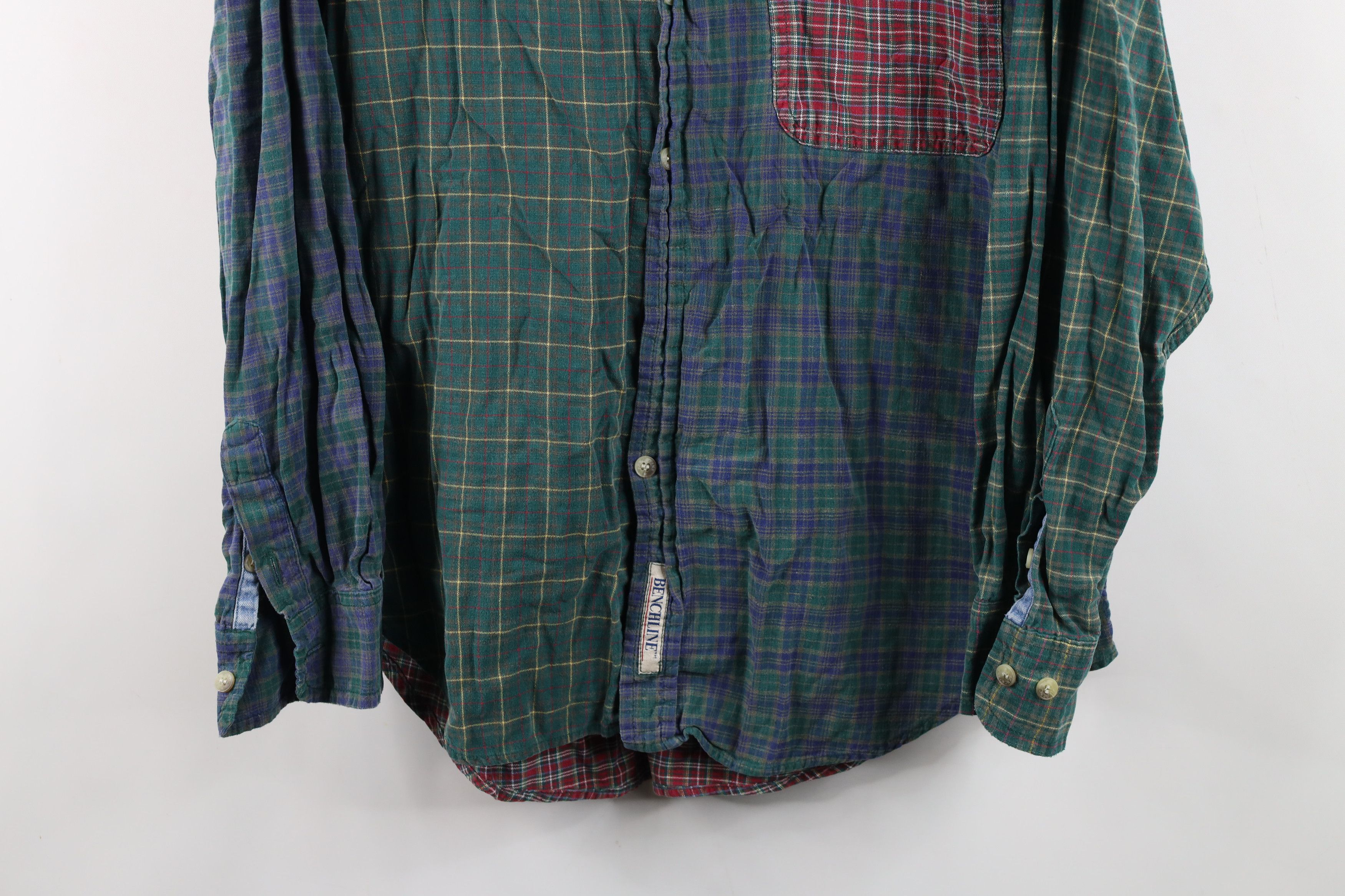 Vintage Vintage 90s Streetwear Cut and Sew Flannel Button Down Shirt Size US M / EU 48-50 / 2 - 3 Thumbnail