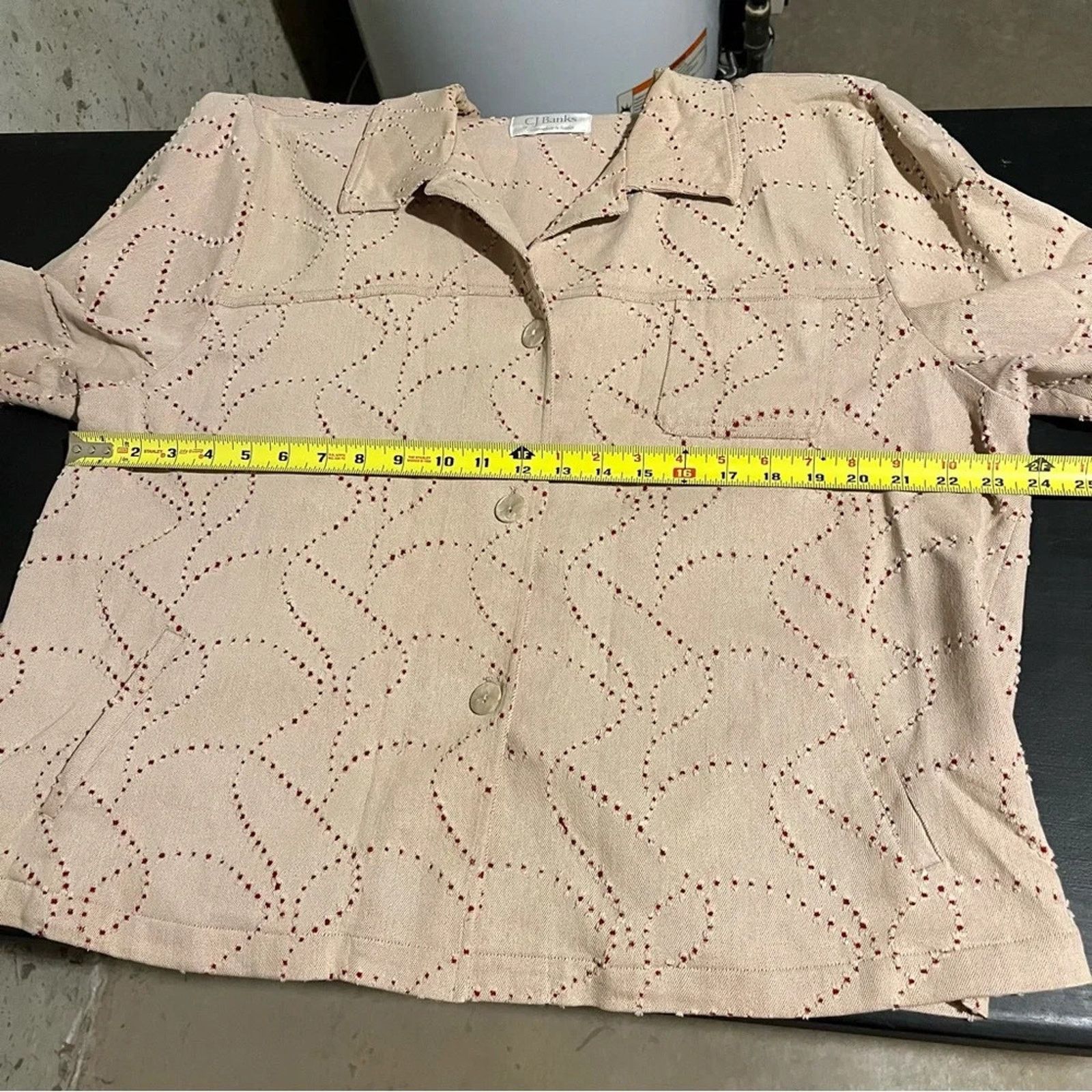 Other CJ Banks Shirt Jacket Size 1X Beige Red Preppy Stretch Size XL / US 12-14 / IT 48-50 - 7 Thumbnail