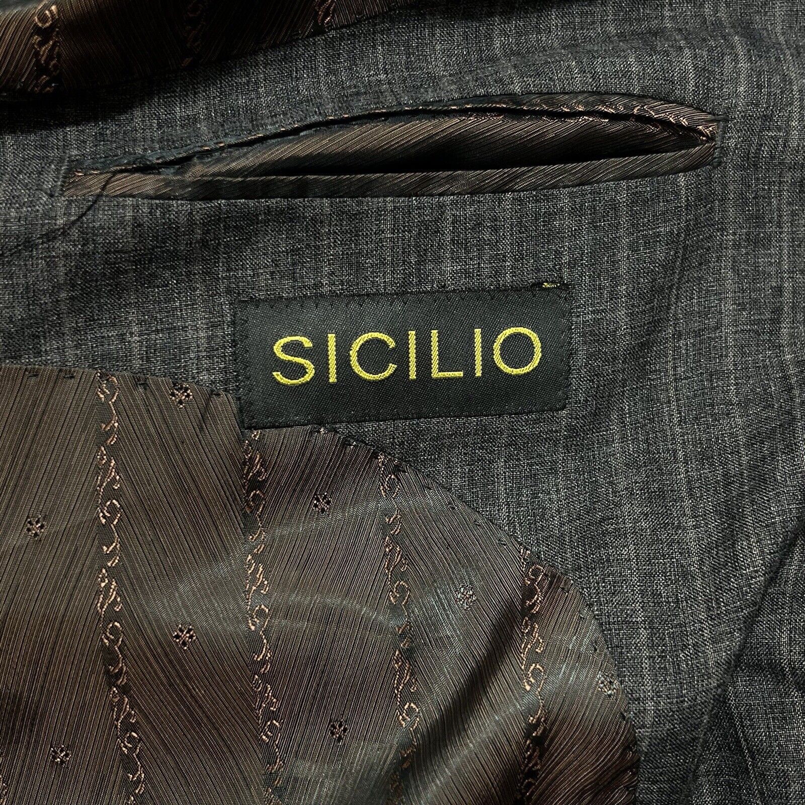 Other Sicilio Gray Pinstripe Sport Coat 3 Button Front Double Vent Size 44R - 7 Thumbnail