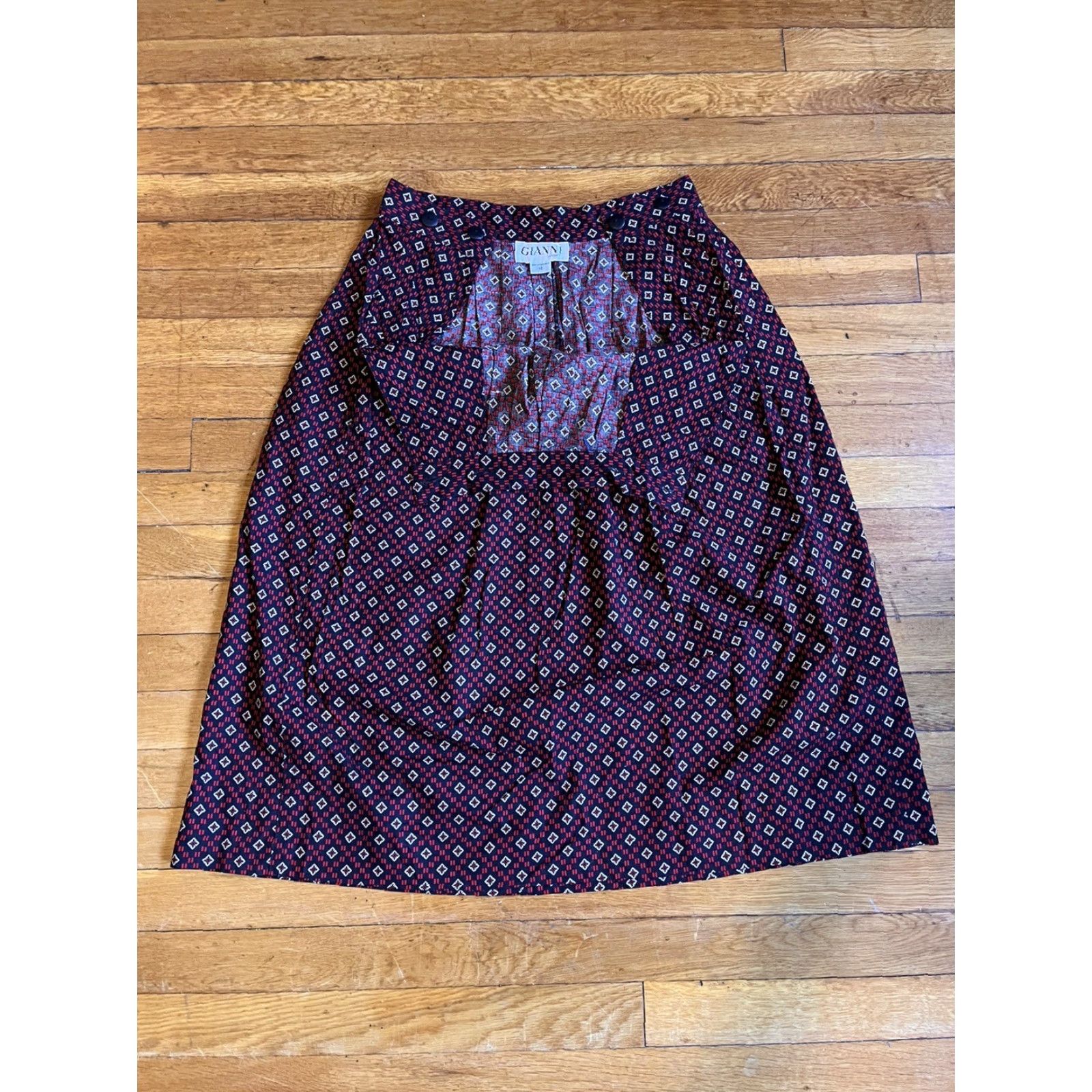 Black Diamond VINTAGE Gianni Sport Skirt Women's 12 Red Black Diamond All Over Print 90s Size 34" / US 12 / IT 48 - 6 Thumbnail