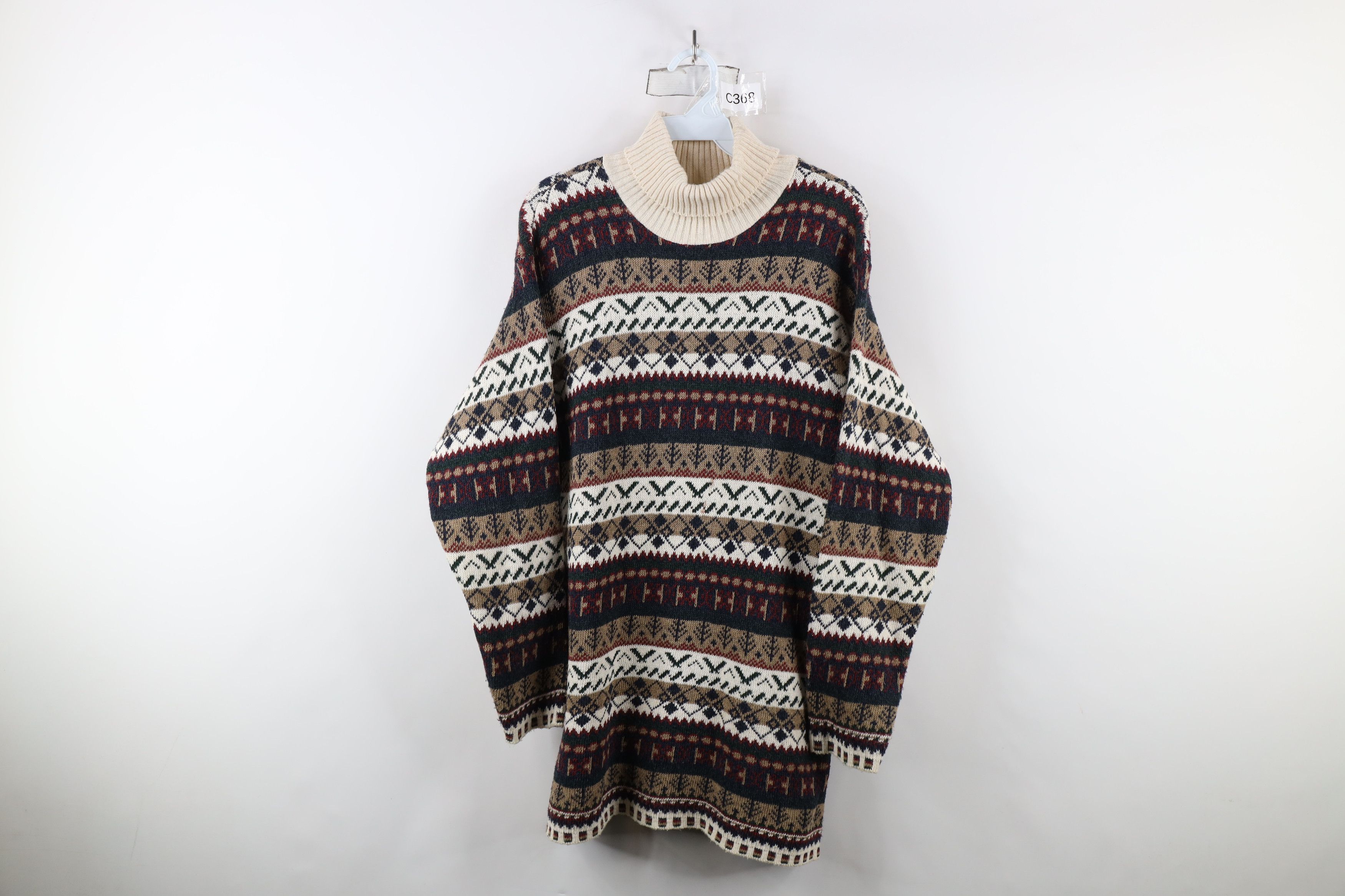 Vintage Vintage 90s Streetwear Fair Isle Turtleneck Tunic Sweater Size M / US 6-8 / IT 42-44 - 1 Thumbnail