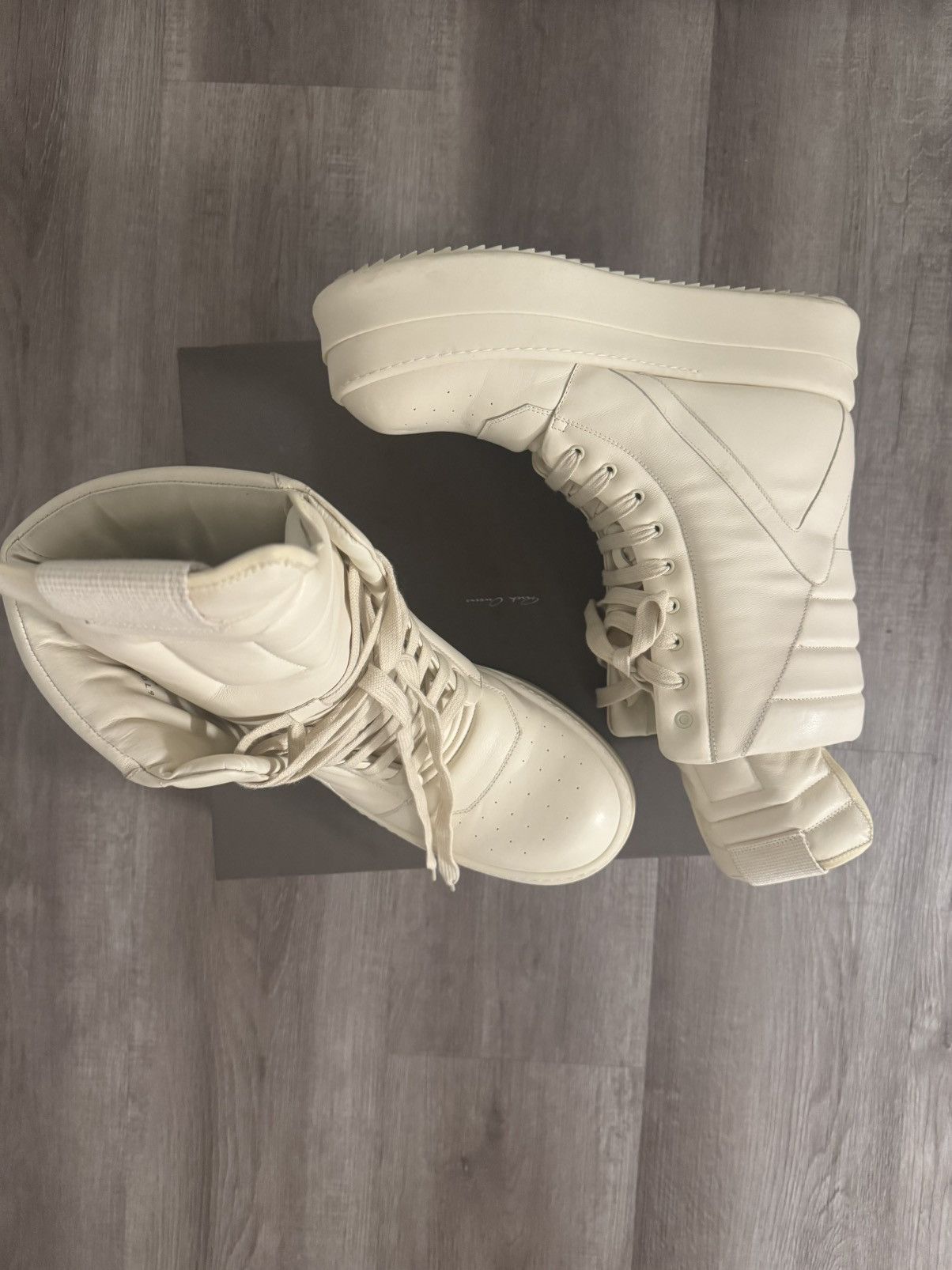 Rick Owens Rick Owens Mega Geobasket – Milk – Size 46 Size US 13 / EU 46 - 2 Thumbnail