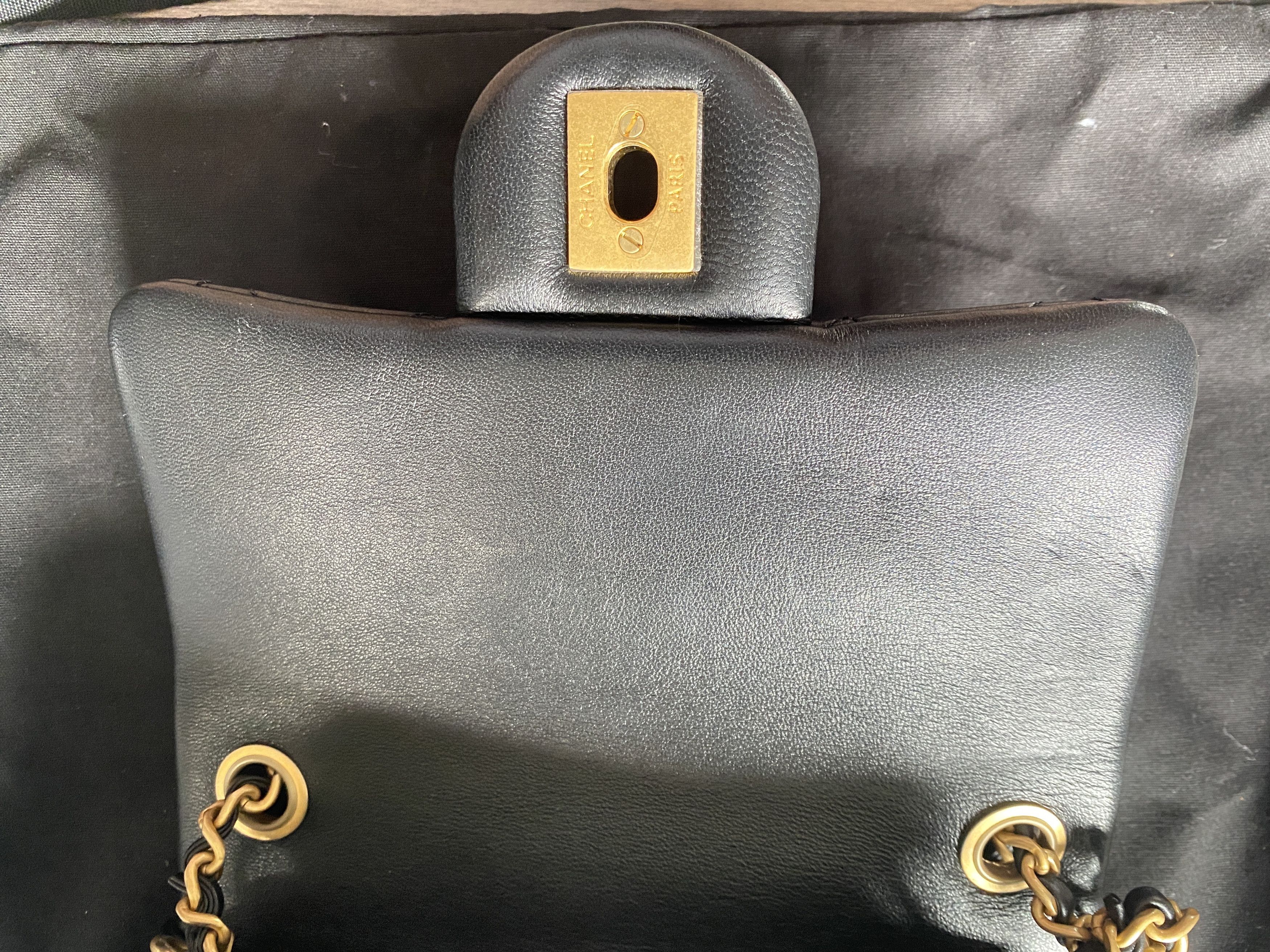 Chanel CHANEL Black Mini Square Pearl Crush Gold Ball Flap Bag Size ONE SIZE - 8 Thumbnail