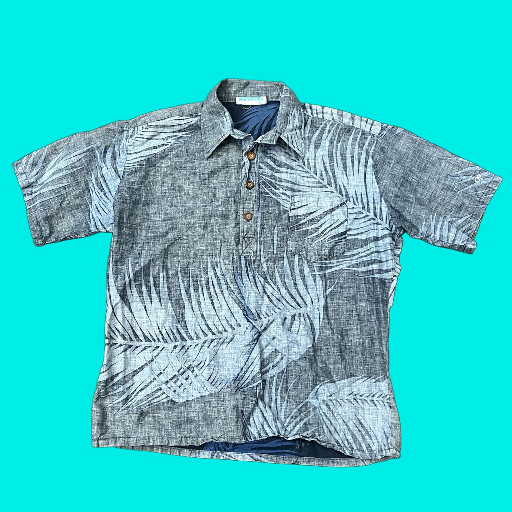 Ocean Pacific VINTAGE Ocean Pacific Mens Large Hawaiian Surf Floral Button-Up Shirt Short Sleeve Blue 70s Aloha Beach Size US L / EU 52-54 / 3 - 1 Thumbnail