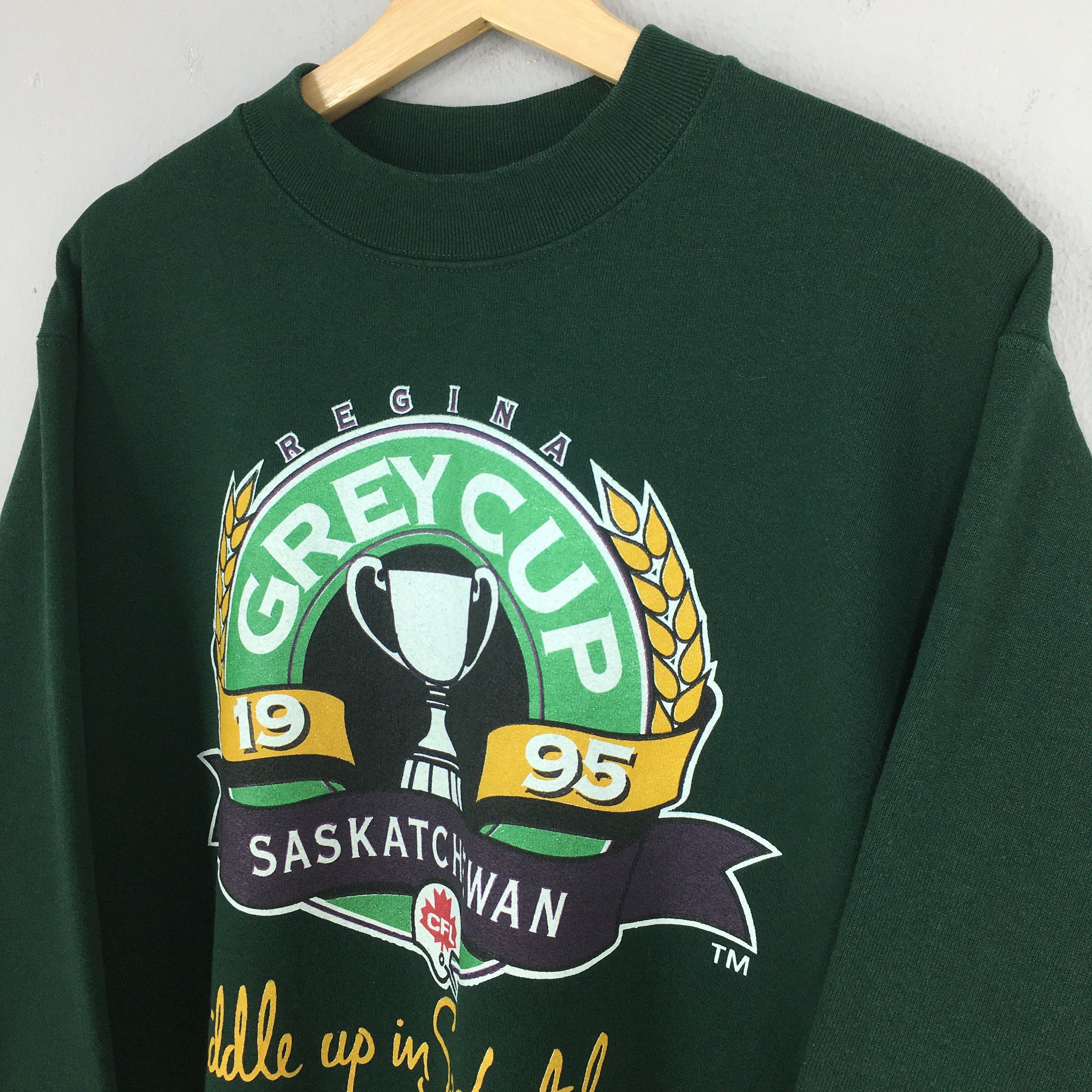 Fred Perry × NFL × Vintage Vintage 1995 Canada Football League Green Sweatshirt Medium Size US M / EU 48-50 / 2 - 3 Thumbnail