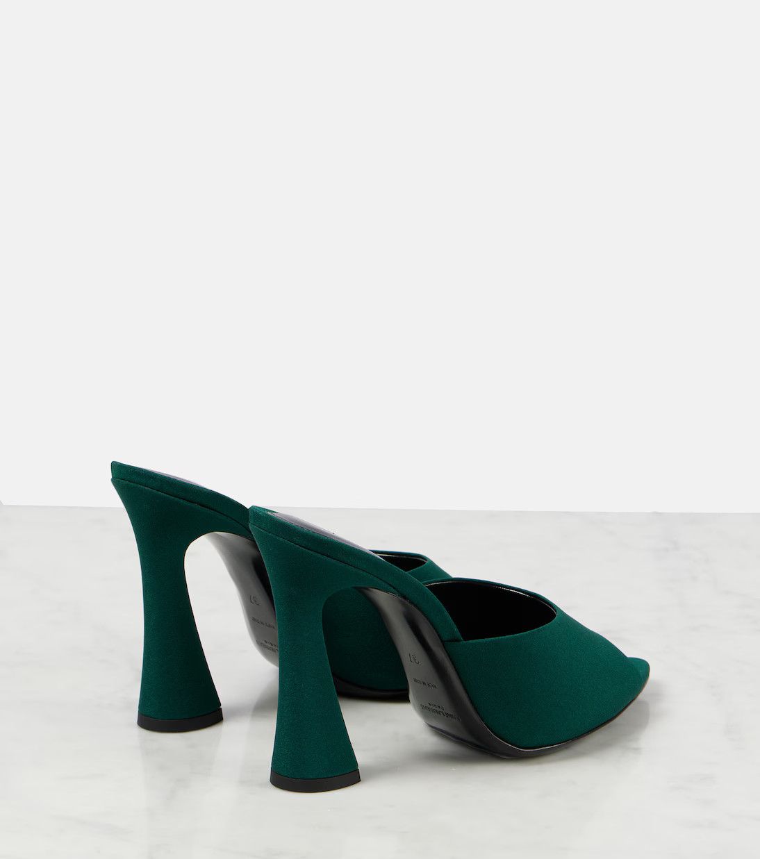 Saint Laurent Paris o1s1wg111024 Suite Crepe De Chine Mules in Dark Green Size US 9 / IT 39 - 3 Thumbnail