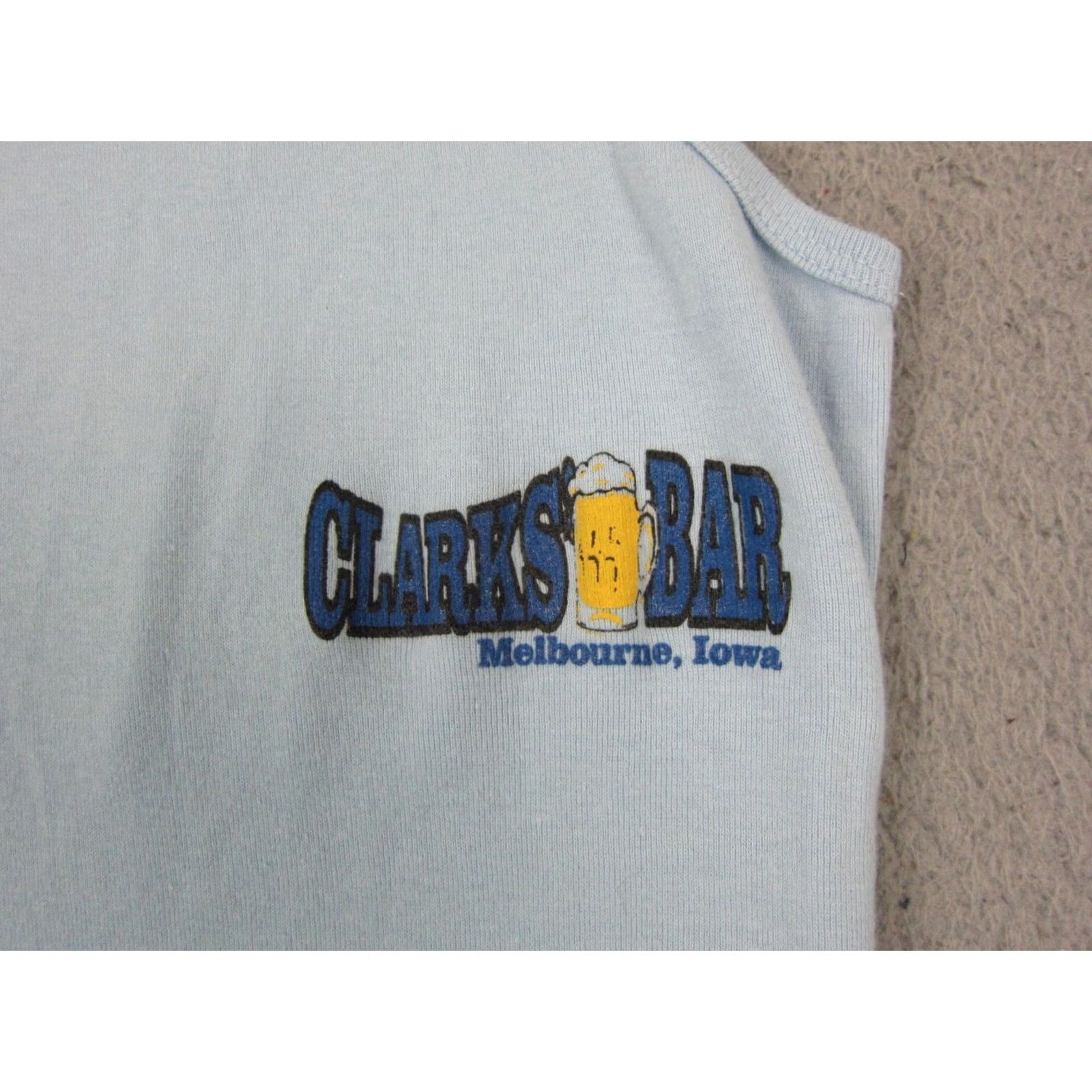 Bell VINTAGE Clarks Bar Shirt Womens L Blue Tank Top Scoop Neck Melbourne Iowa Size L / US 10 / IT 46 - 3 Thumbnail