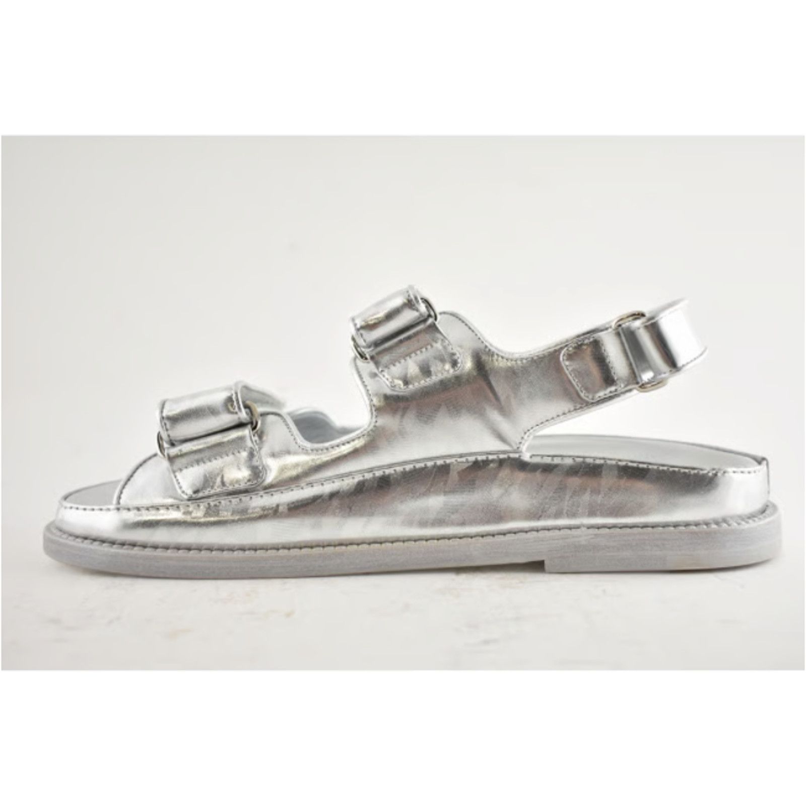 Chanel Chanel 22C Silver Laminated Star CC Logo Mule Slide Size US 5.5 / IT 35.5 - 8 Thumbnail